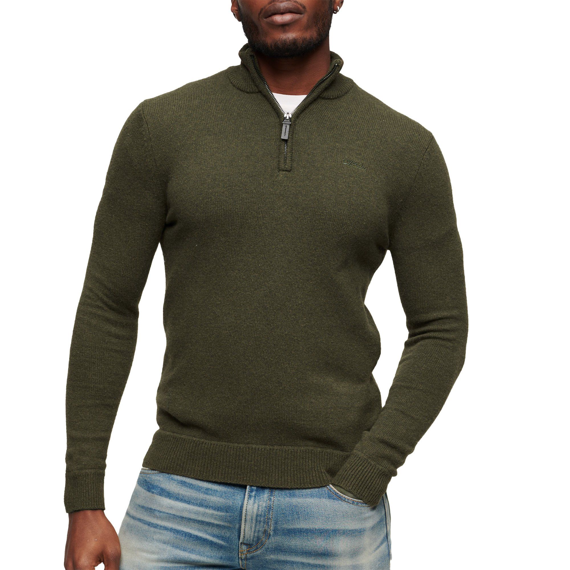 Superdry Essential Embroidered Knit Henley Trui Heren