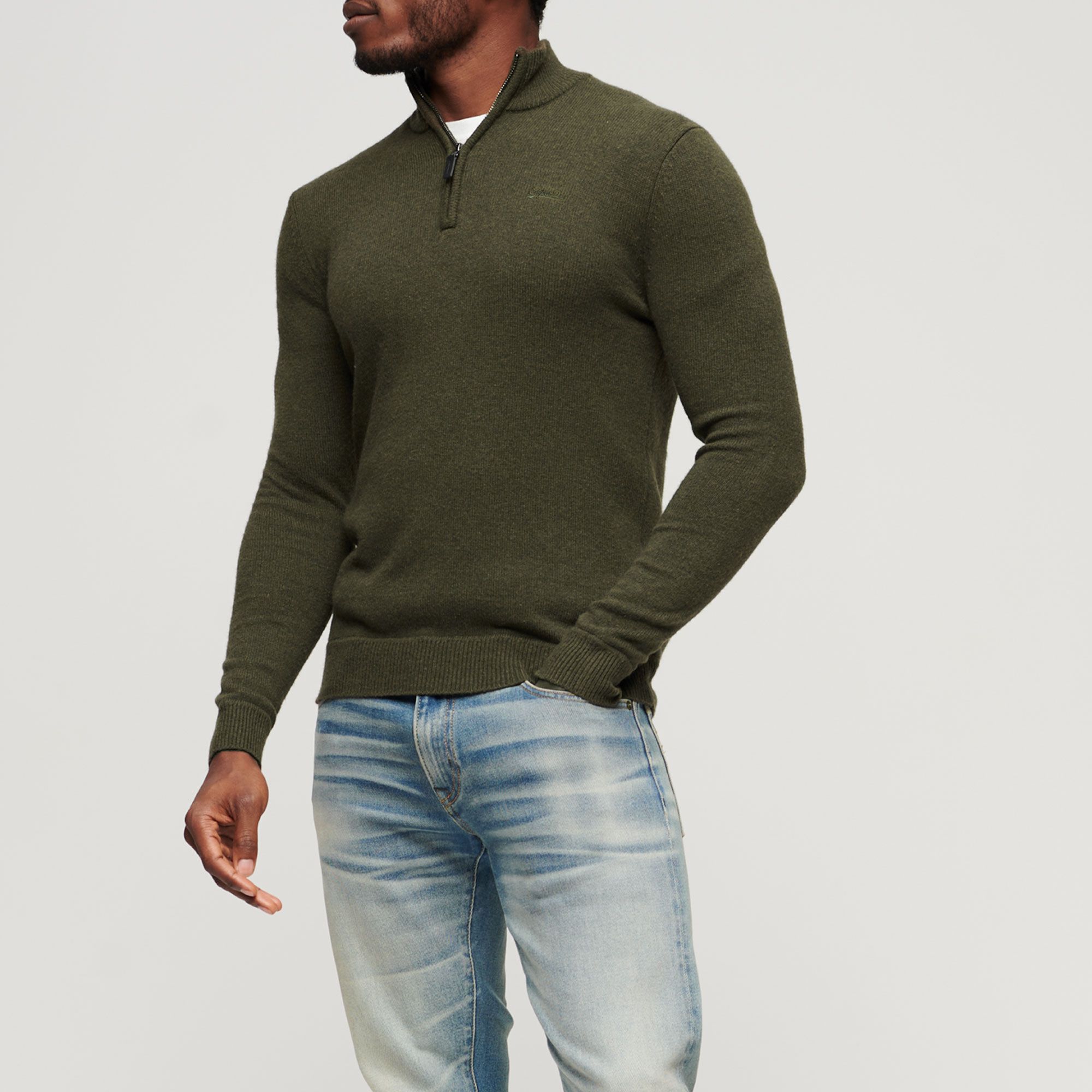 Superdry Essential Embroidered Knit Henley Trui Heren