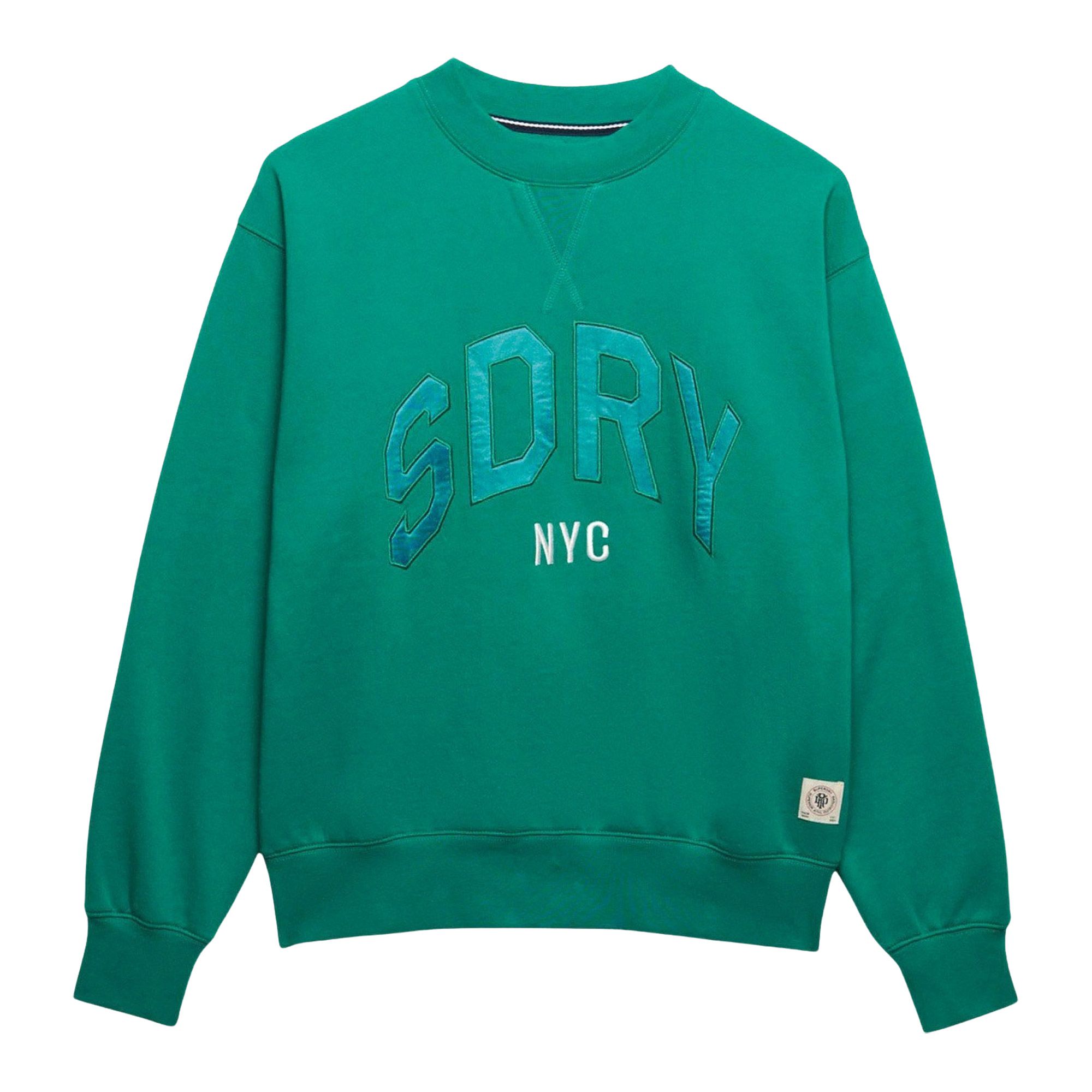 Superdry Varsity Satin Applique Crew Sweater Dames
