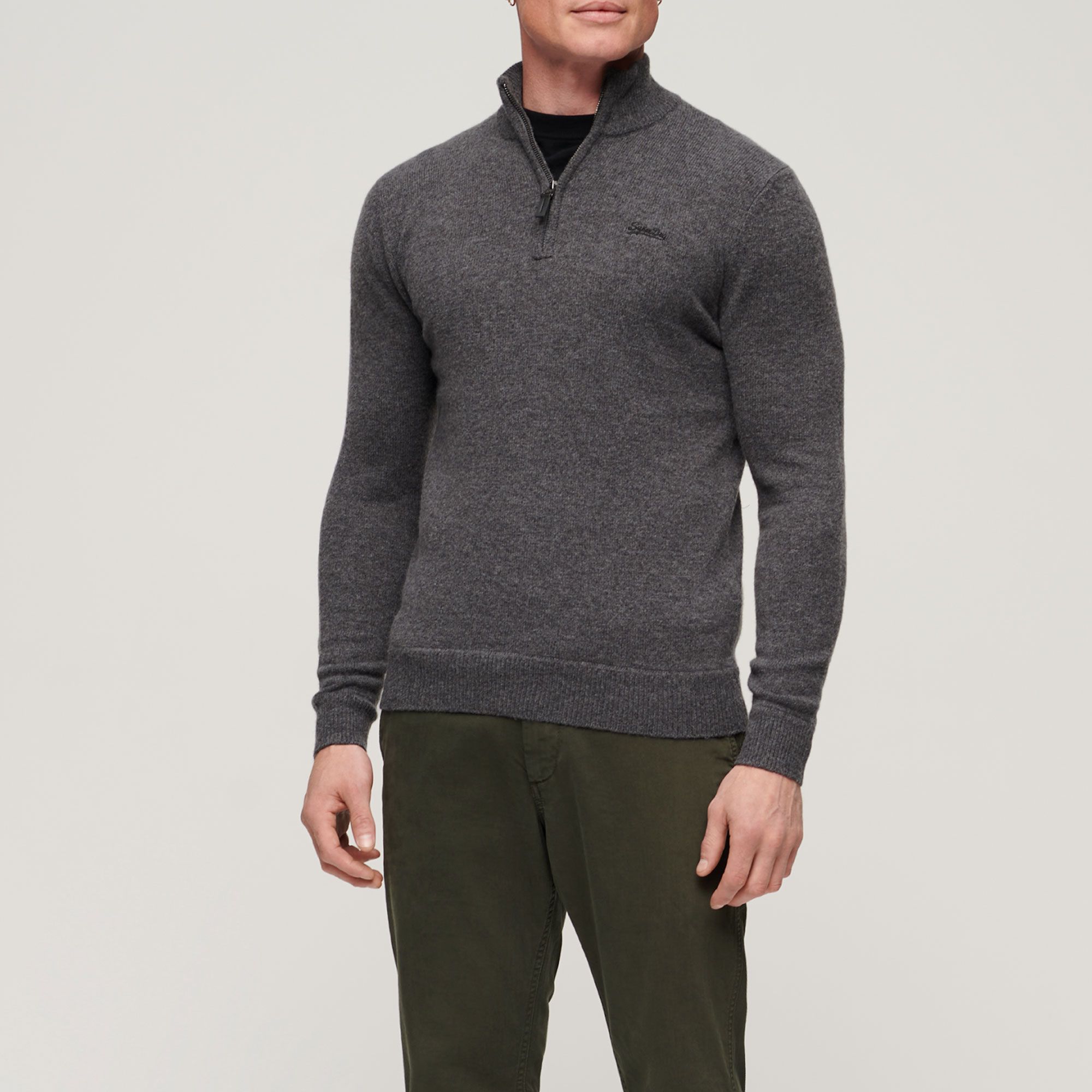 Superdry Essential Embroidered Knit Henley Trui Heren