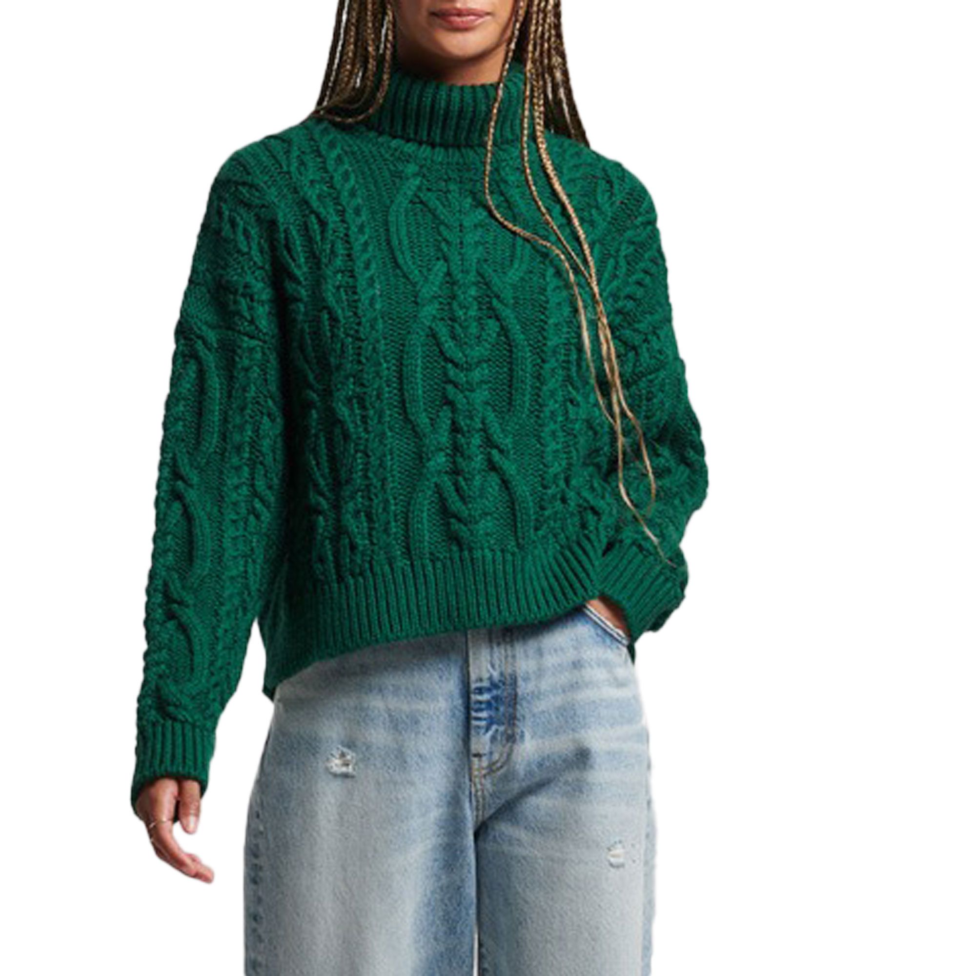 Superdry Vintage High Neck Cable Knit Trui Dames