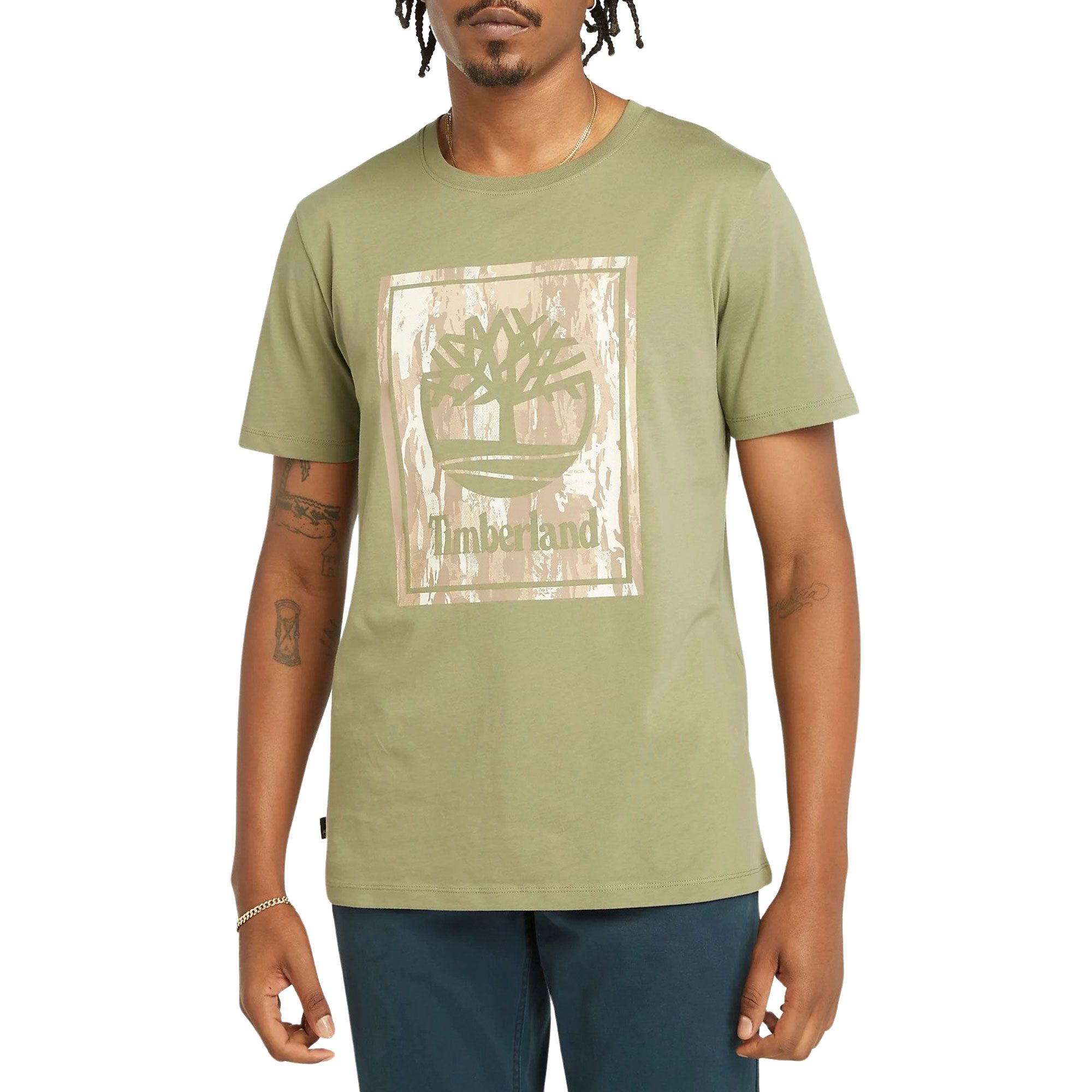 Timberland Stack Logo Camo Shirt Heren