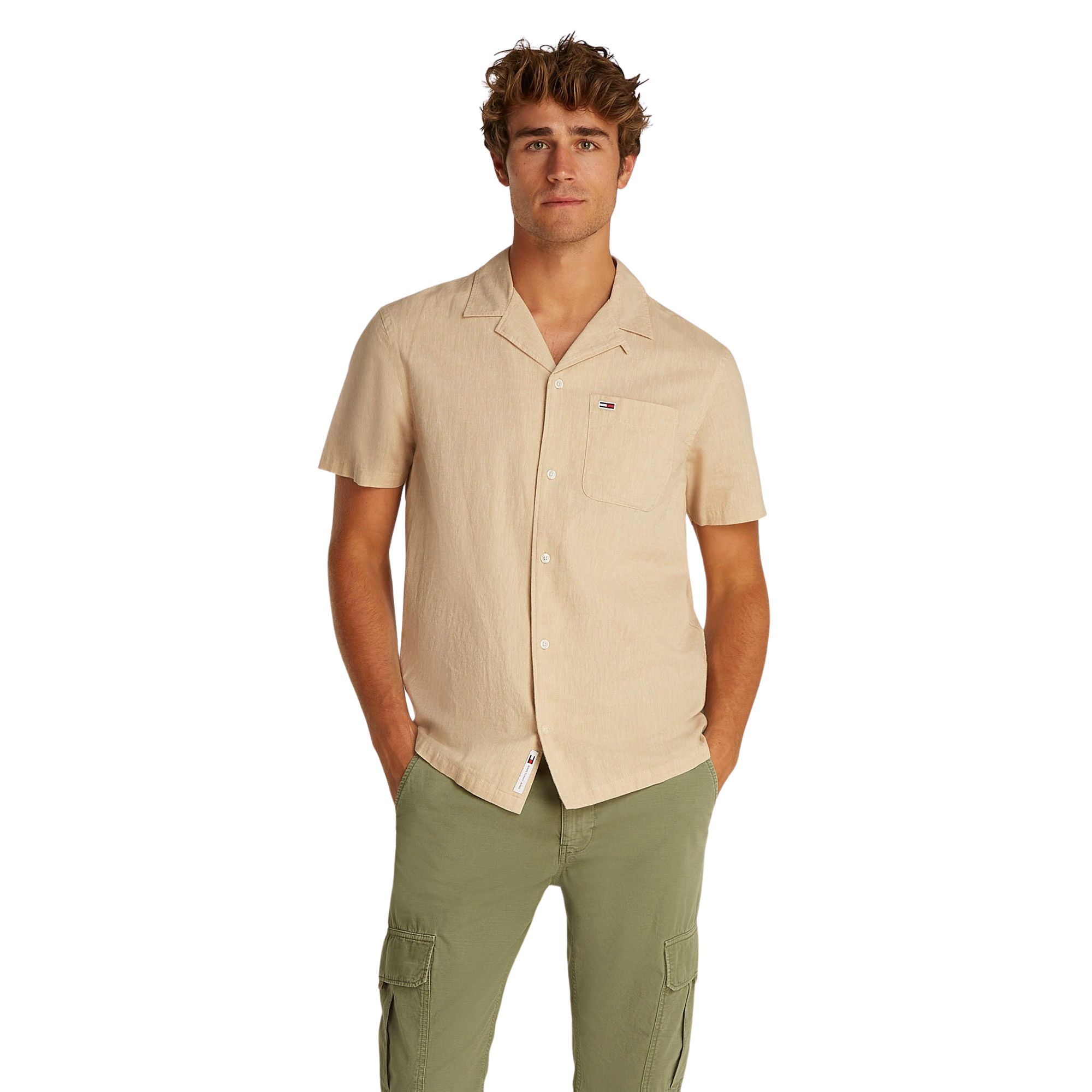 Tommy Hilfiger Regular Fit Linnen Blend SS Overhemd Heren