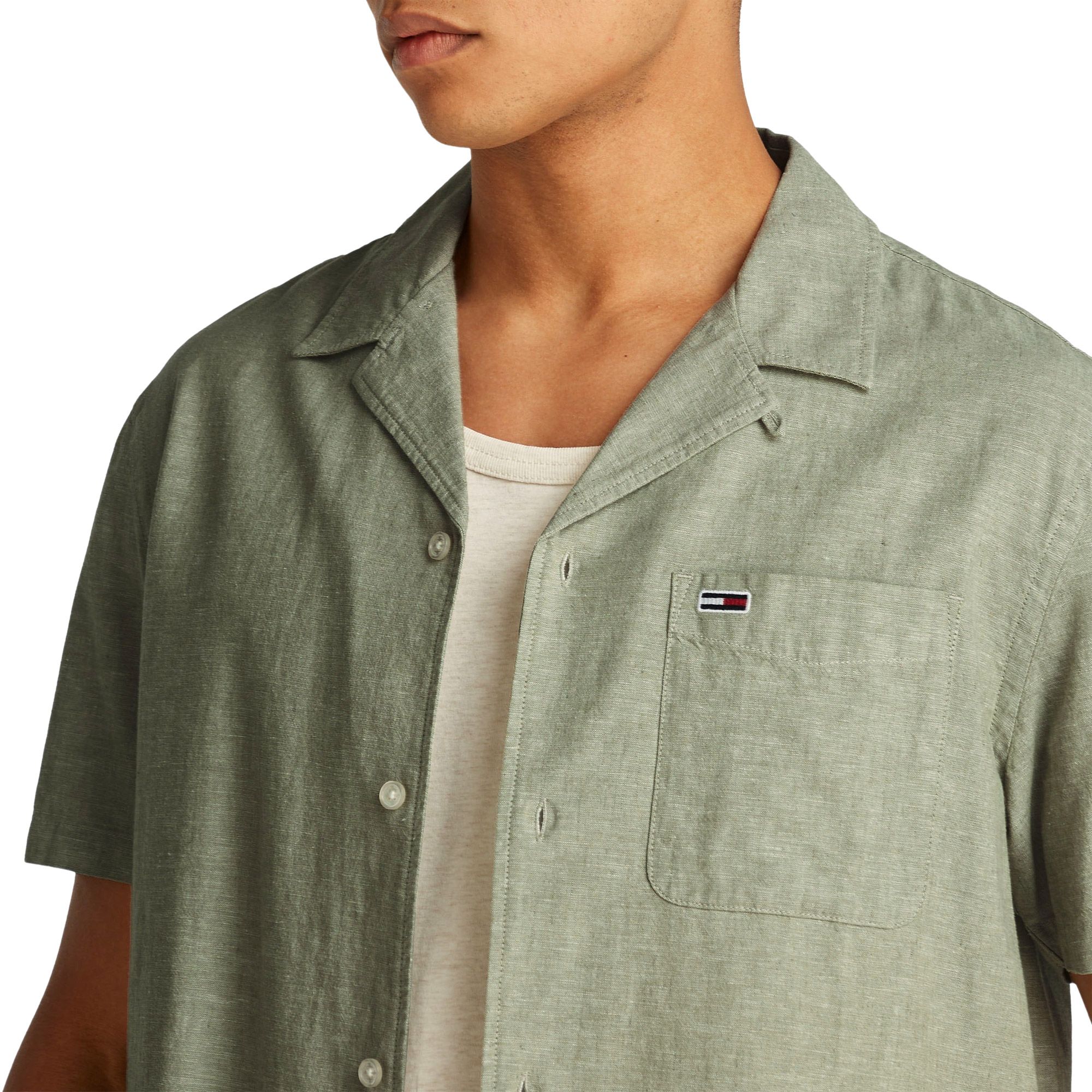 Tommy Hilfiger Regular Fit Linnen Blend SS Overhemd Heren