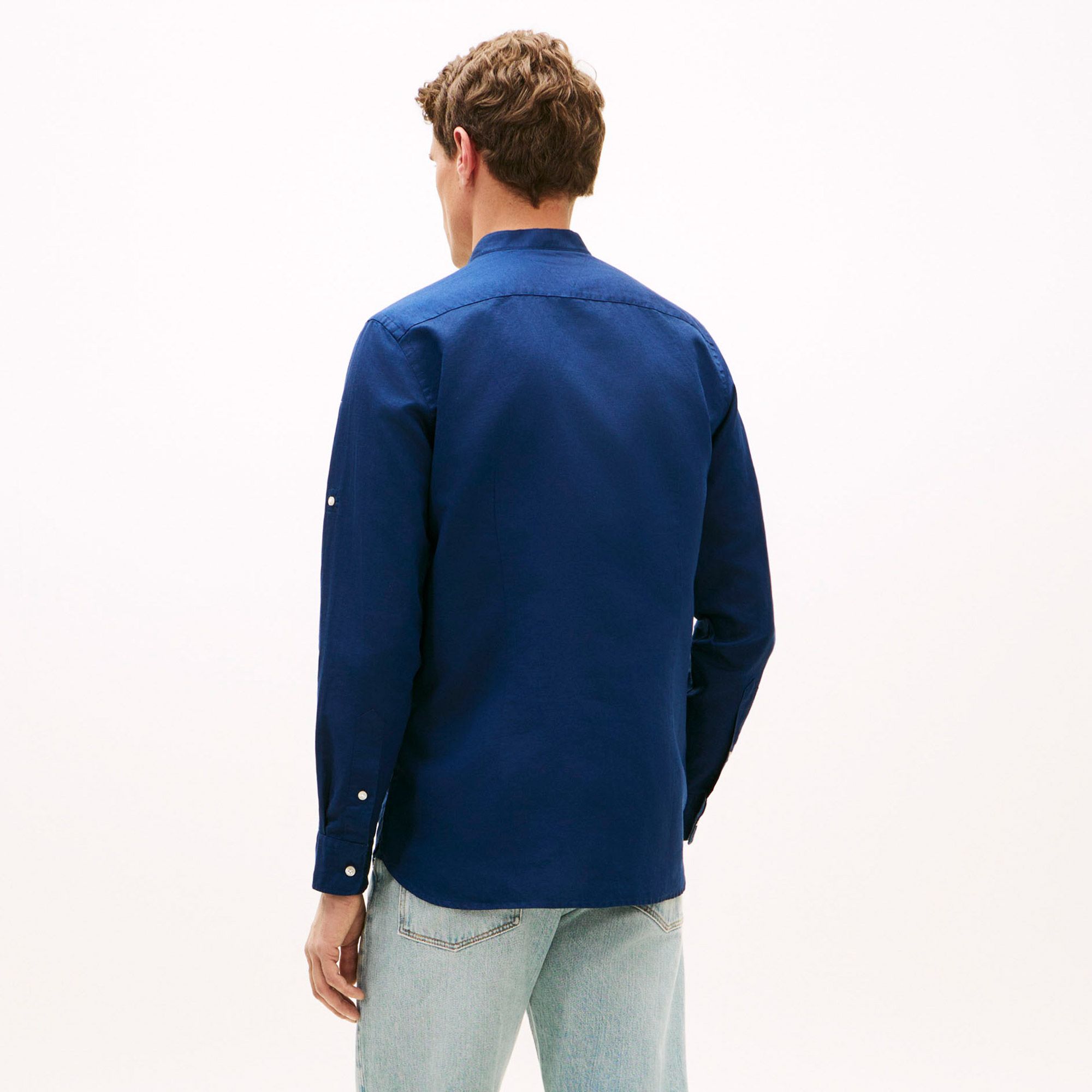 Tommy Hilfiger Linnen Blend Standing Collar Overhemd Heren
