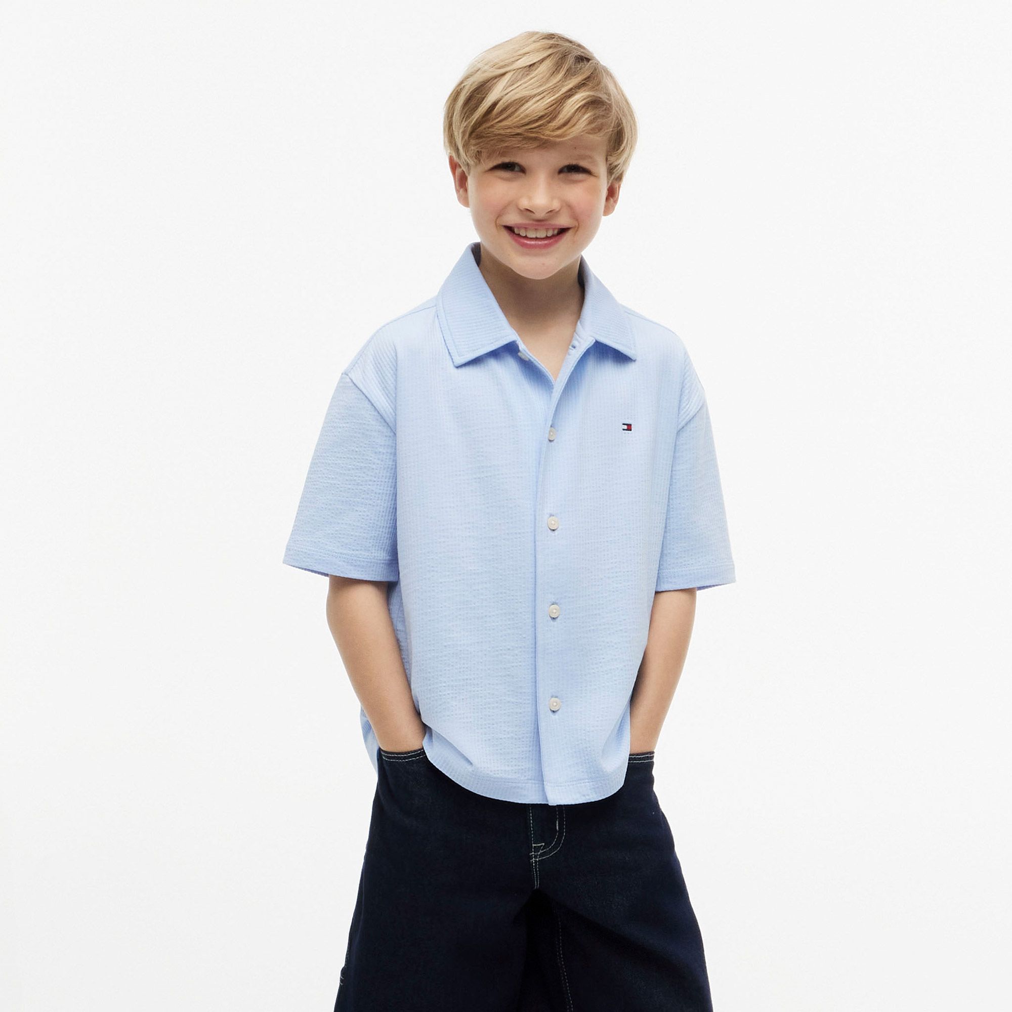 Tommy Hilfiger Jersey Seersucker SS Overhemd Junior