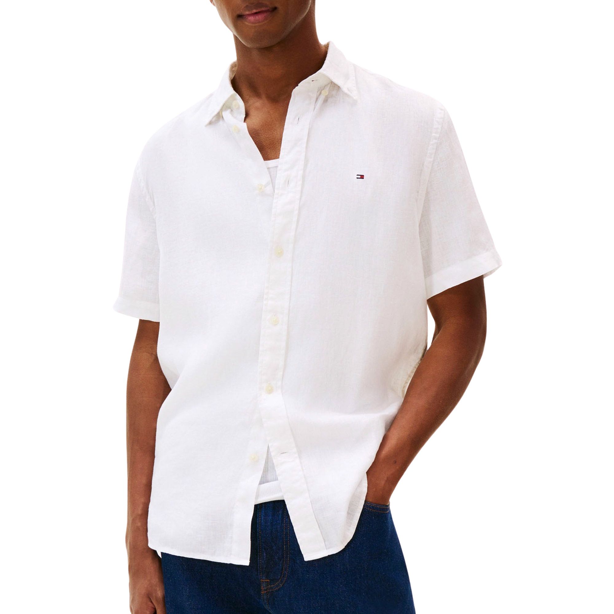 Tommy Hilfiger Pigment Dyed Linnen SS Overhemd Heren