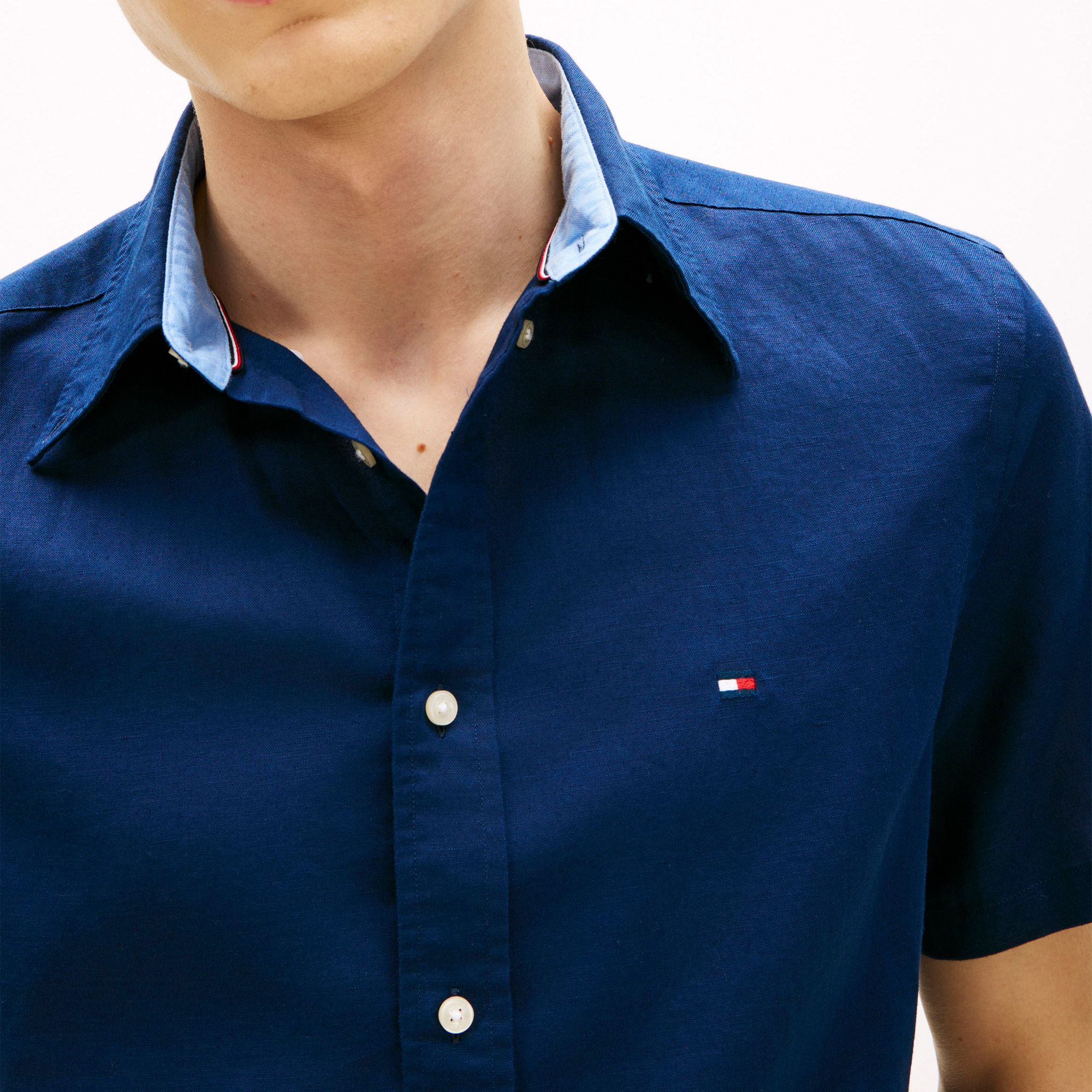 Tommy Hilfiger Linnen Blend Solid SS Overhemd Heren