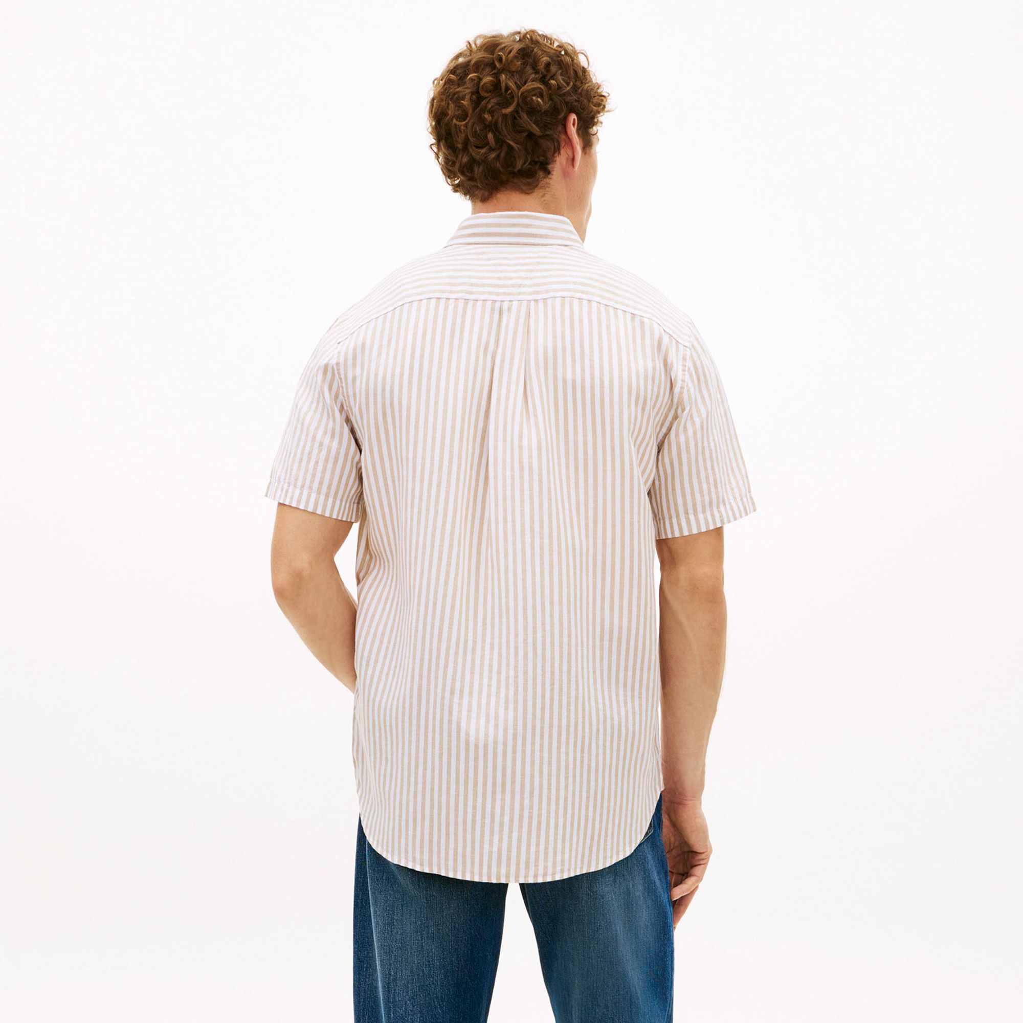 Tommy Hilfiger Linnen Blend Bengal Stripe SS Overhemd Heren