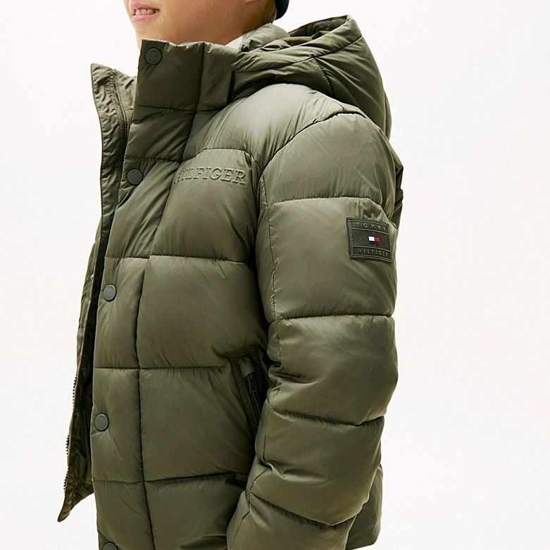Tommy Hilfiger Mixed Texture Hooded Puffer Winterjas Junior
