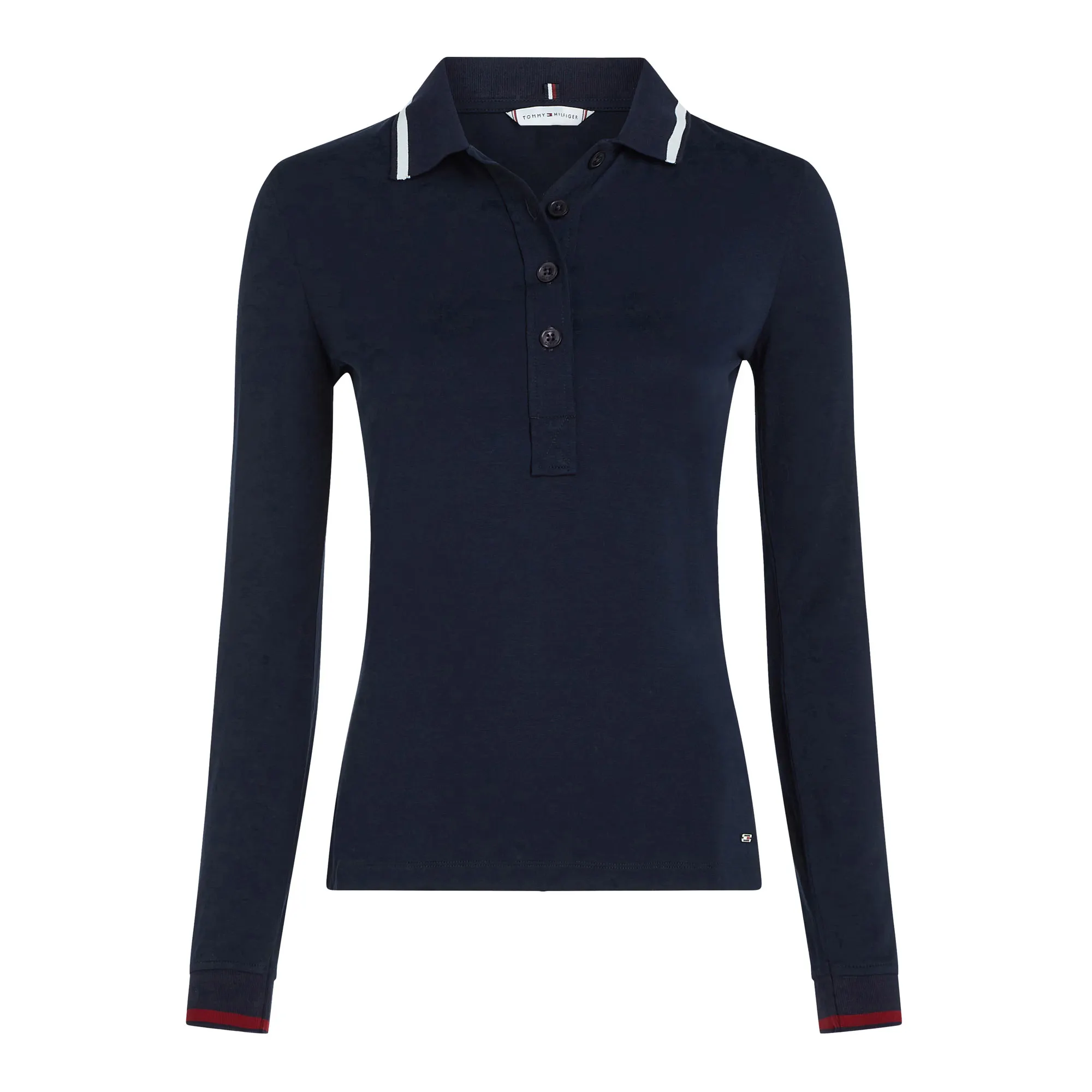 Tommy Hilfiger Slim Split Global Stripe LS Polo Dames