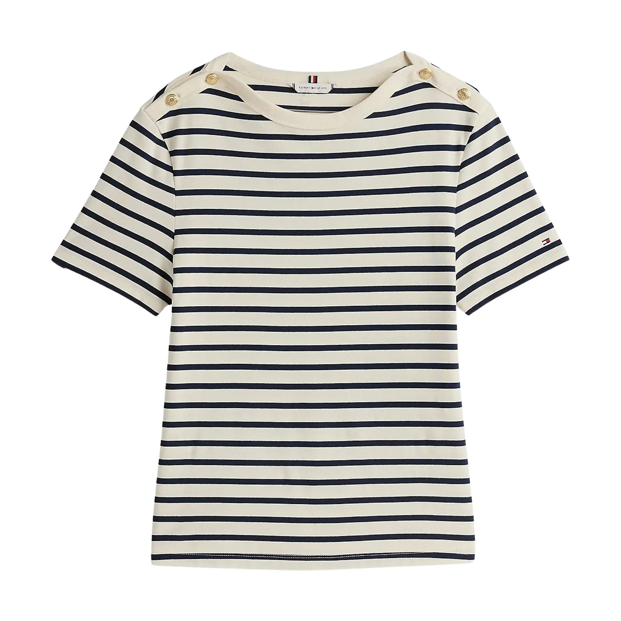 Tommy Hilfiger Regular Stripe Gold Button Shirt Dames