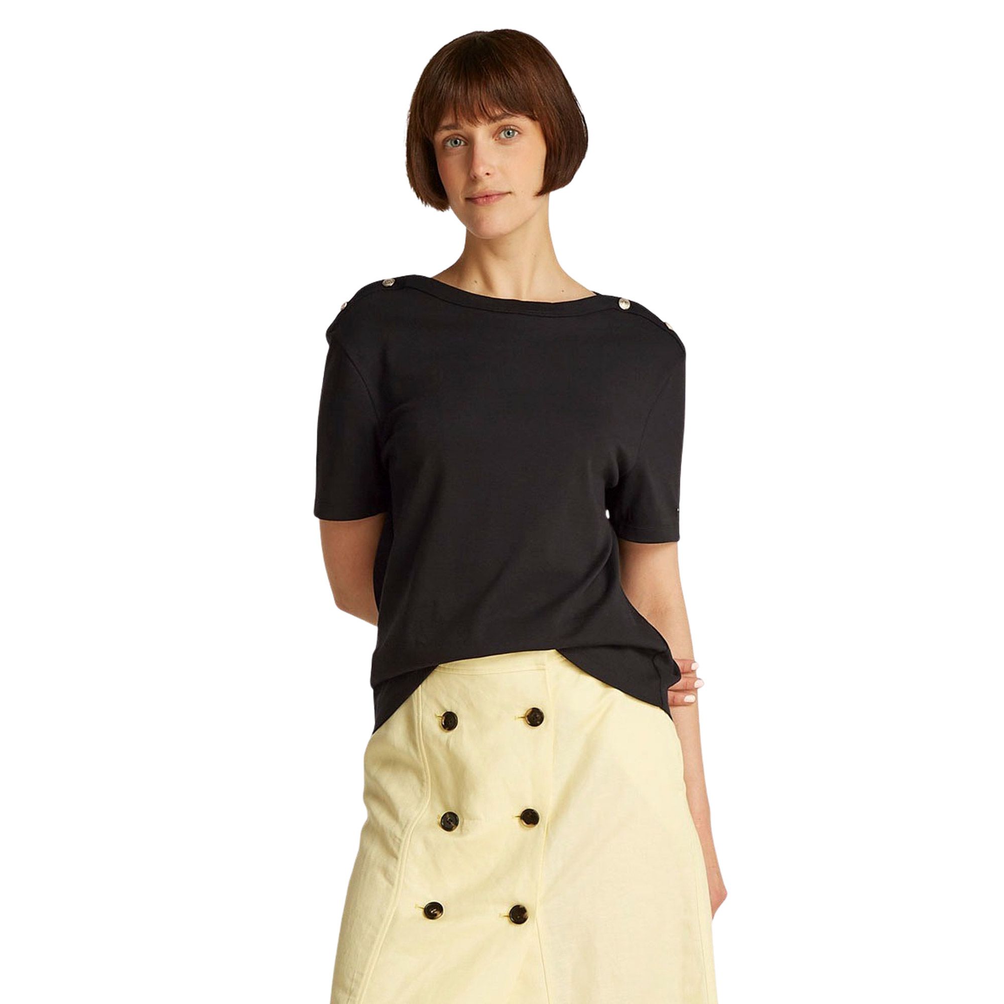 Tommy Hilfiger Regular Stripe Gold Button Shirt Dames