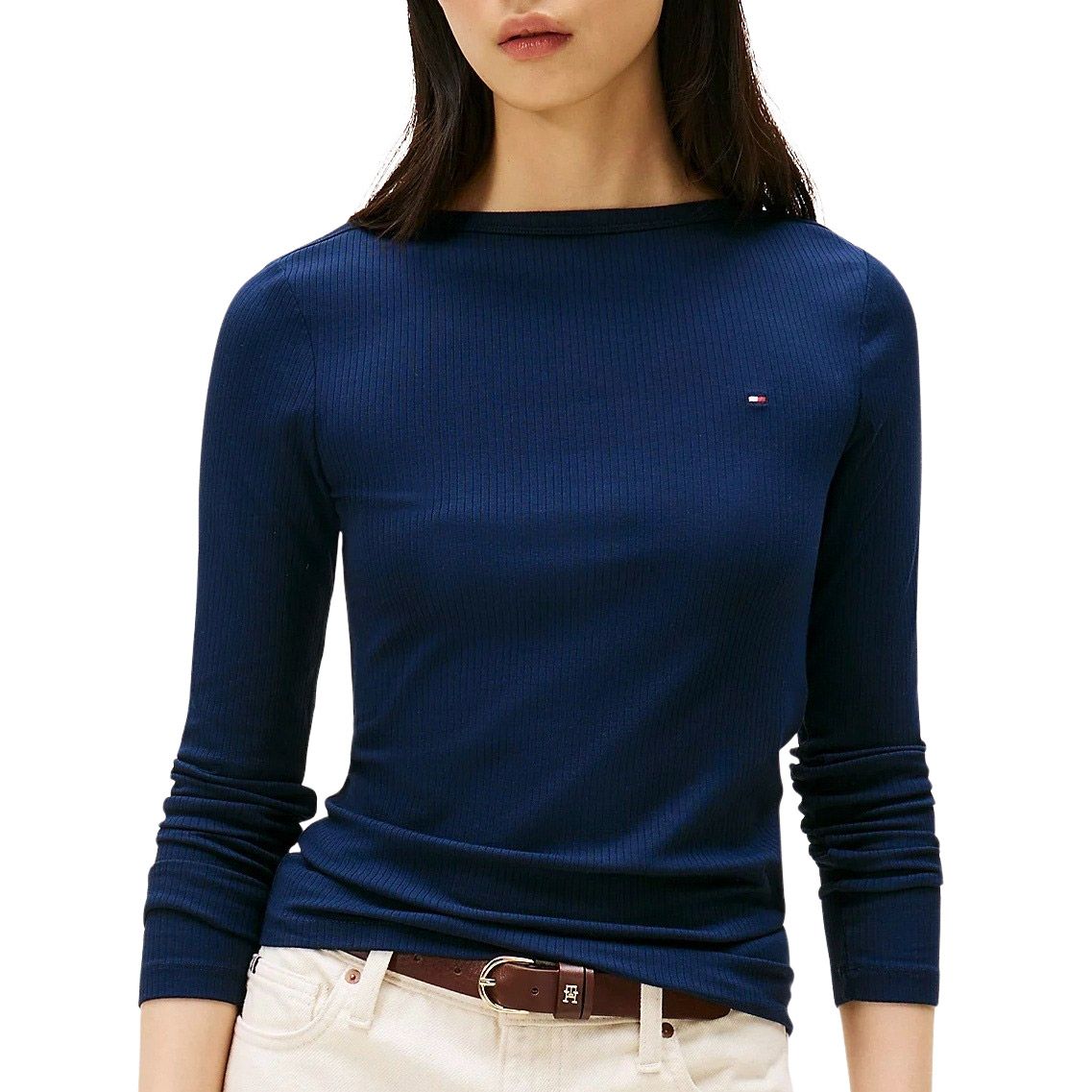 Tommy Hilfiger Slim Fit Rib Longsleeve Shirt Dames