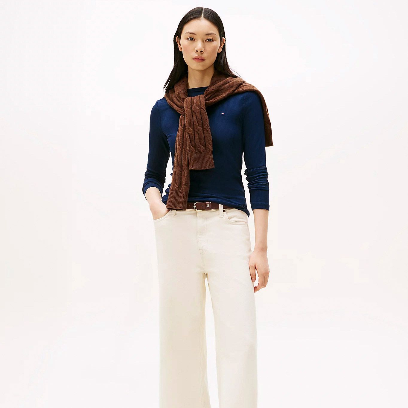 Tommy Hilfiger Slim Fit Rib Longsleeve Shirt Dames