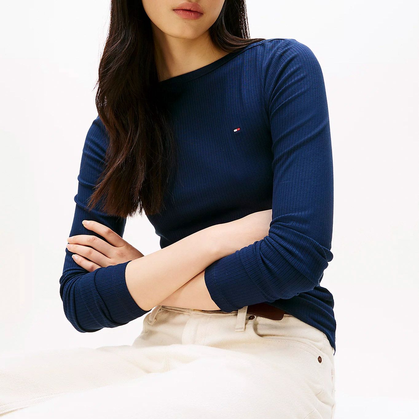 Tommy Hilfiger Slim Fit Rib Longsleeve Shirt Dames