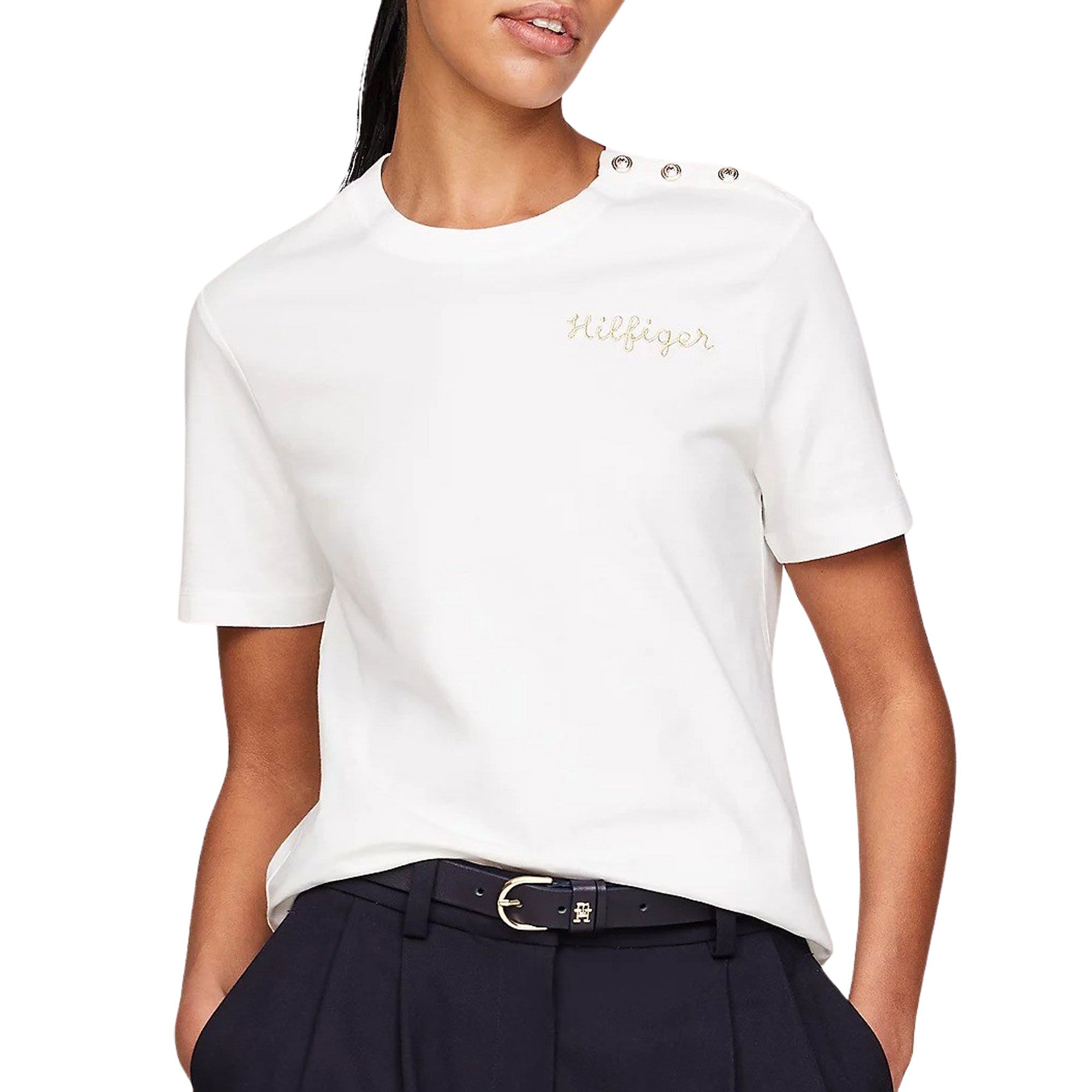 T-shirt Tommy Hilfiger Gold Button Femmes