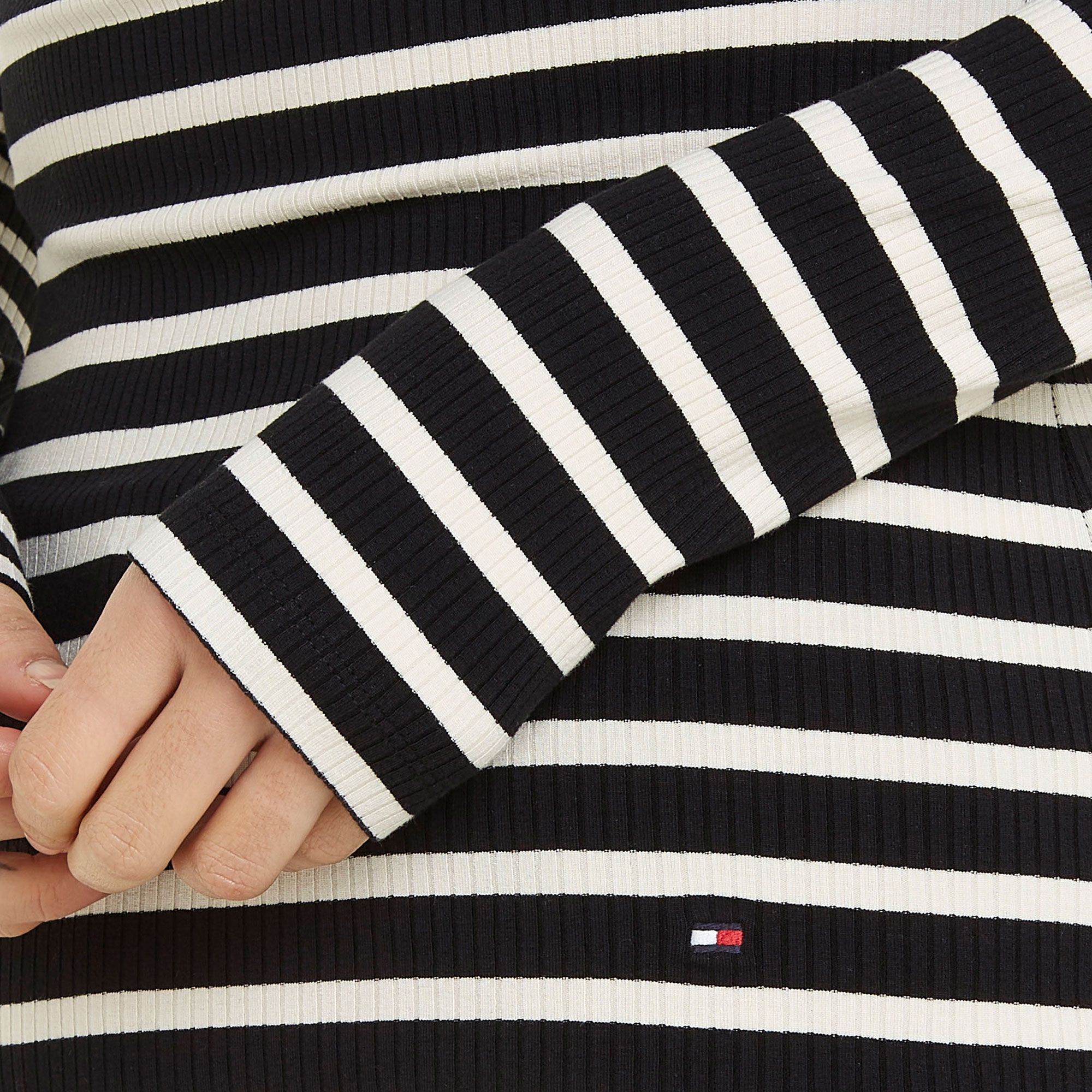 Tommy Hilfiger Slim Rib Stripe Longsleeve Shirt Dames