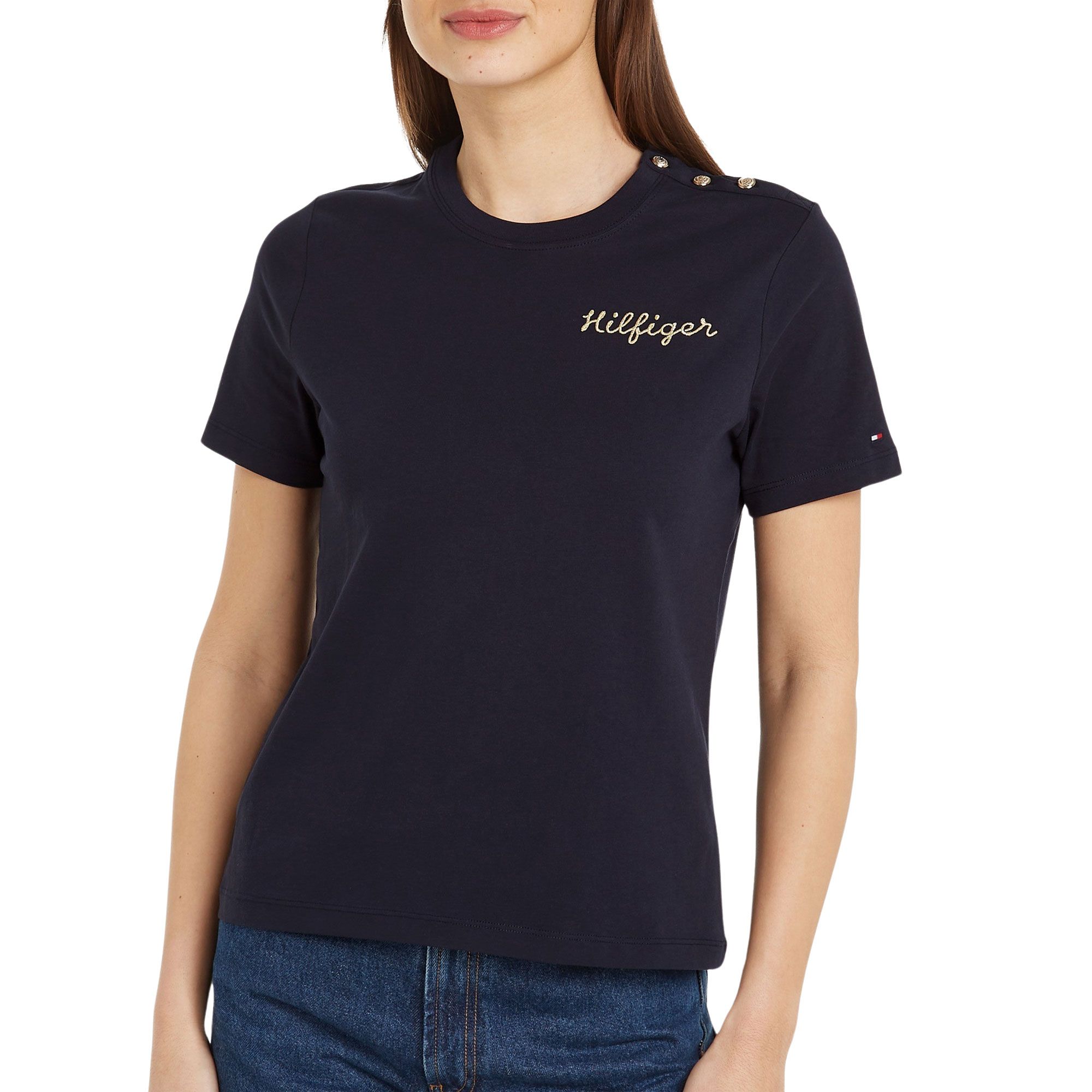 Tommy Hilfiger Gold Button Shirt Dames