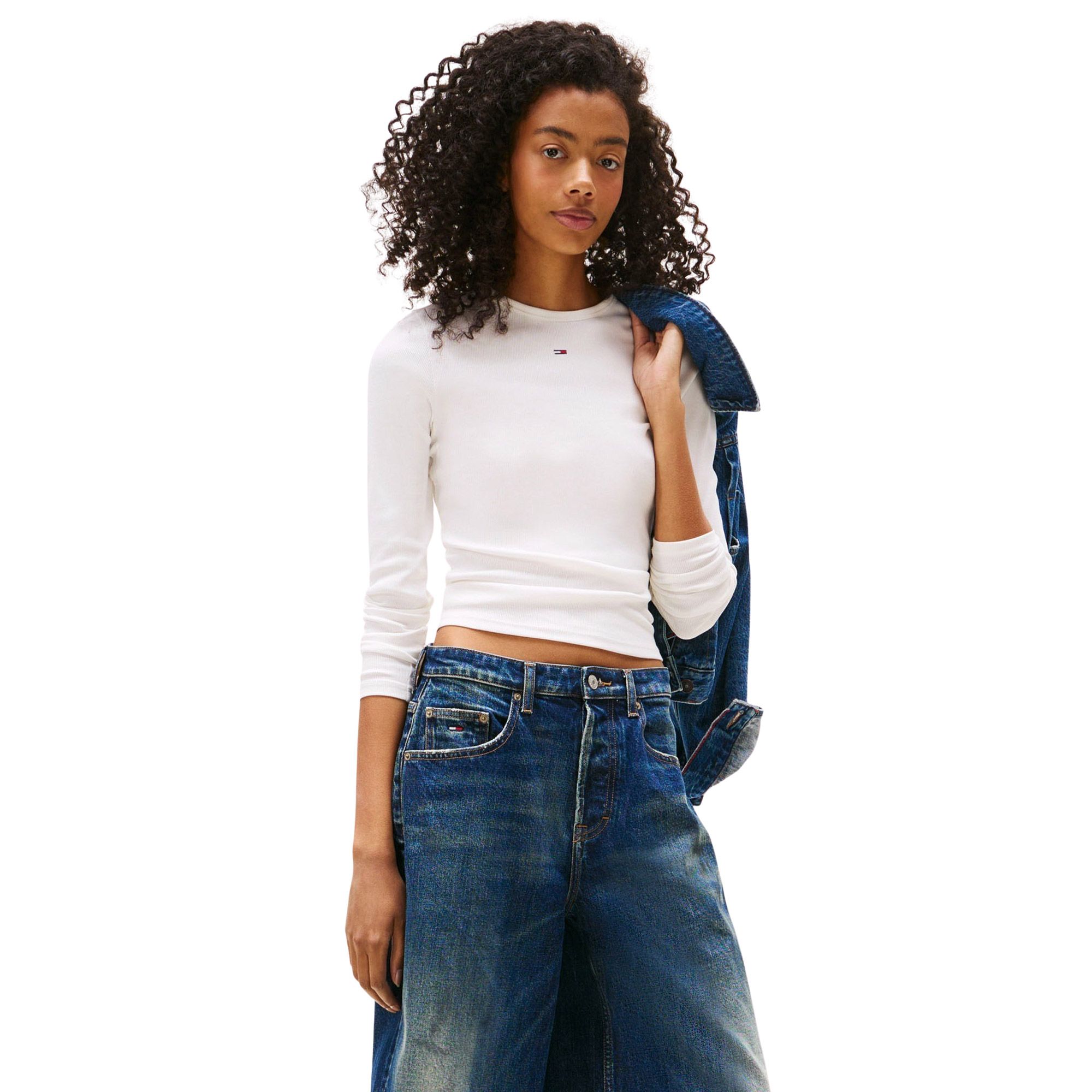 Tommy Hilfiger Slim Essential Rib Longsleeve Shirt Dames