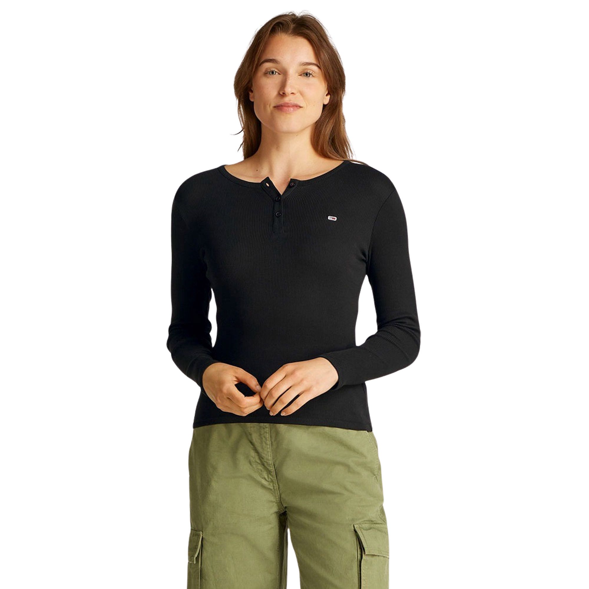 Tommy Hilfiger Slim Button Rib Longsleeve Shirt Dames