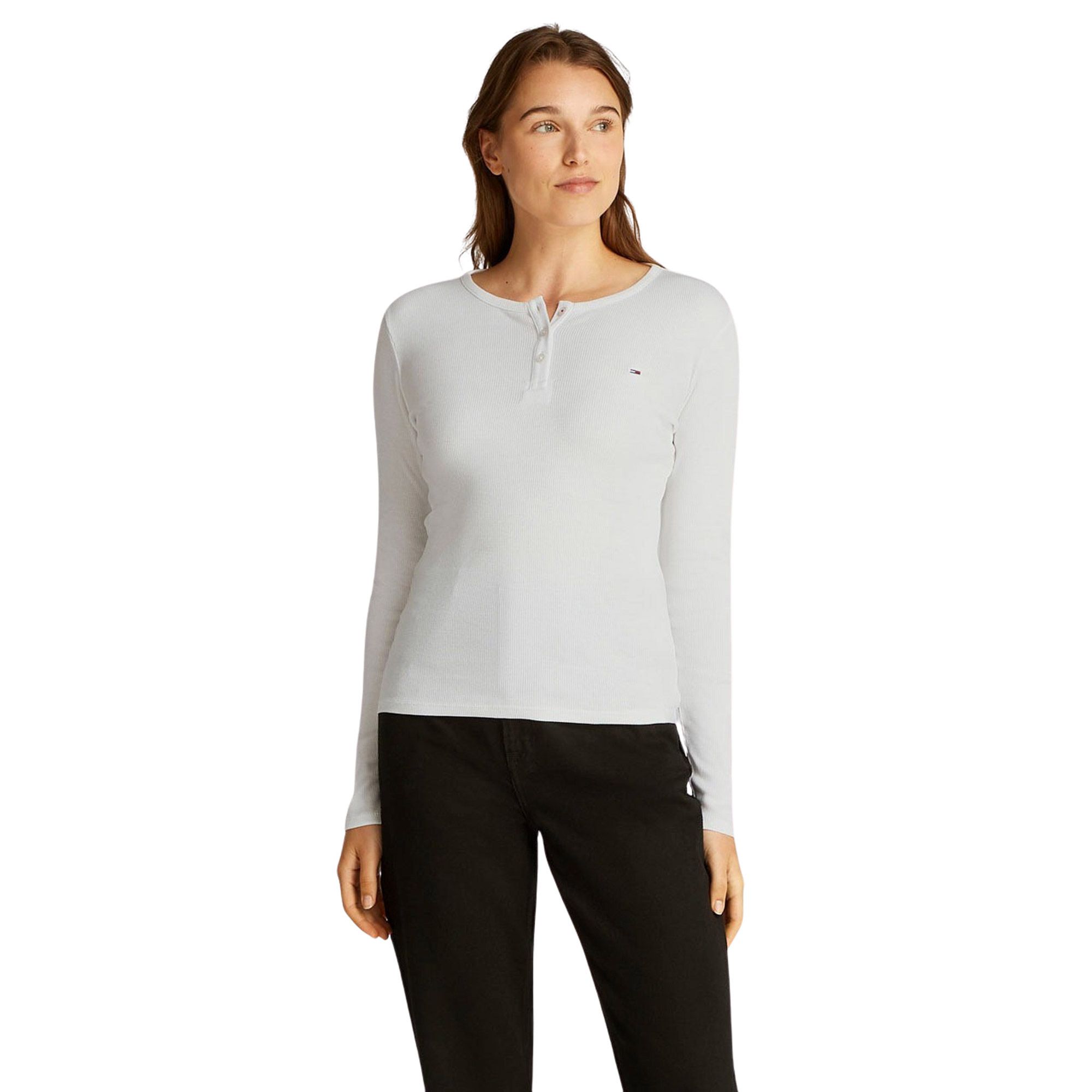 Tommy Hilfiger Slim Button Rib Longsleeve Shirt Dames