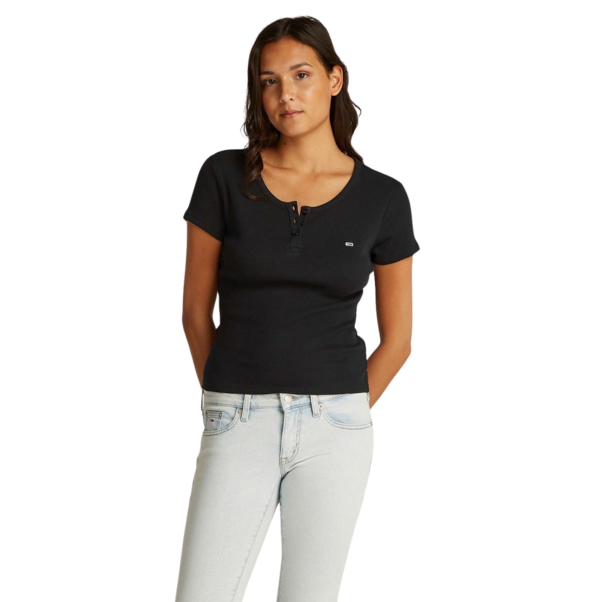 Tommy Hilfiger Slim Button Ribbed Shirt Dames