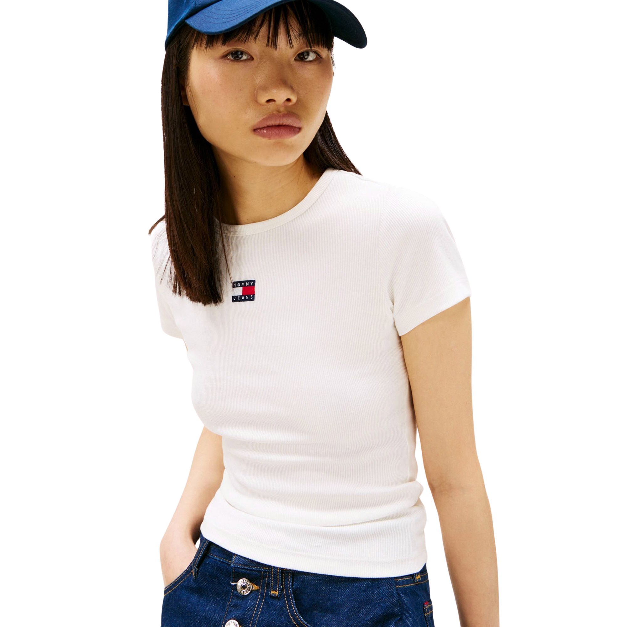 T-shirt Tommy Hilfiger Slim Badge Ribbed Femmes