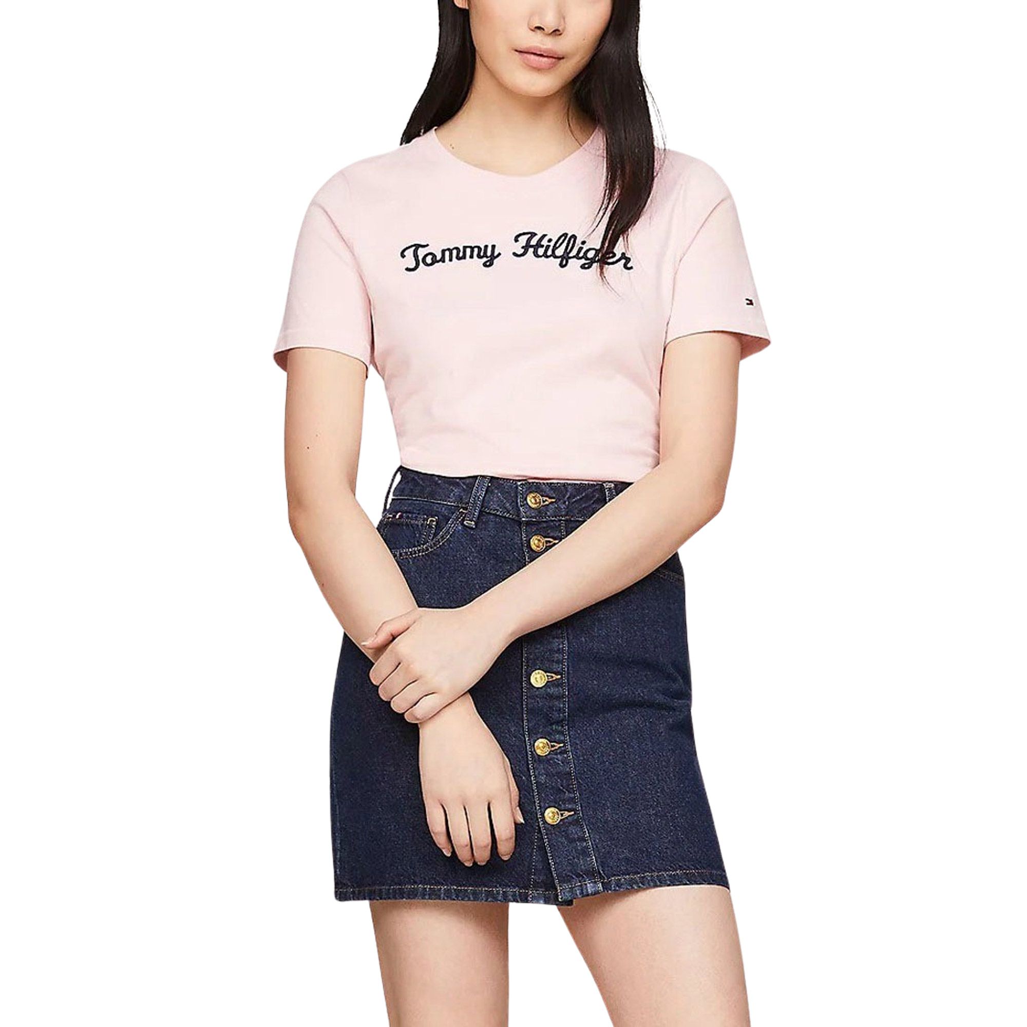 Tommy Hilfiger Regular Script Logo Crew Shirt Dames