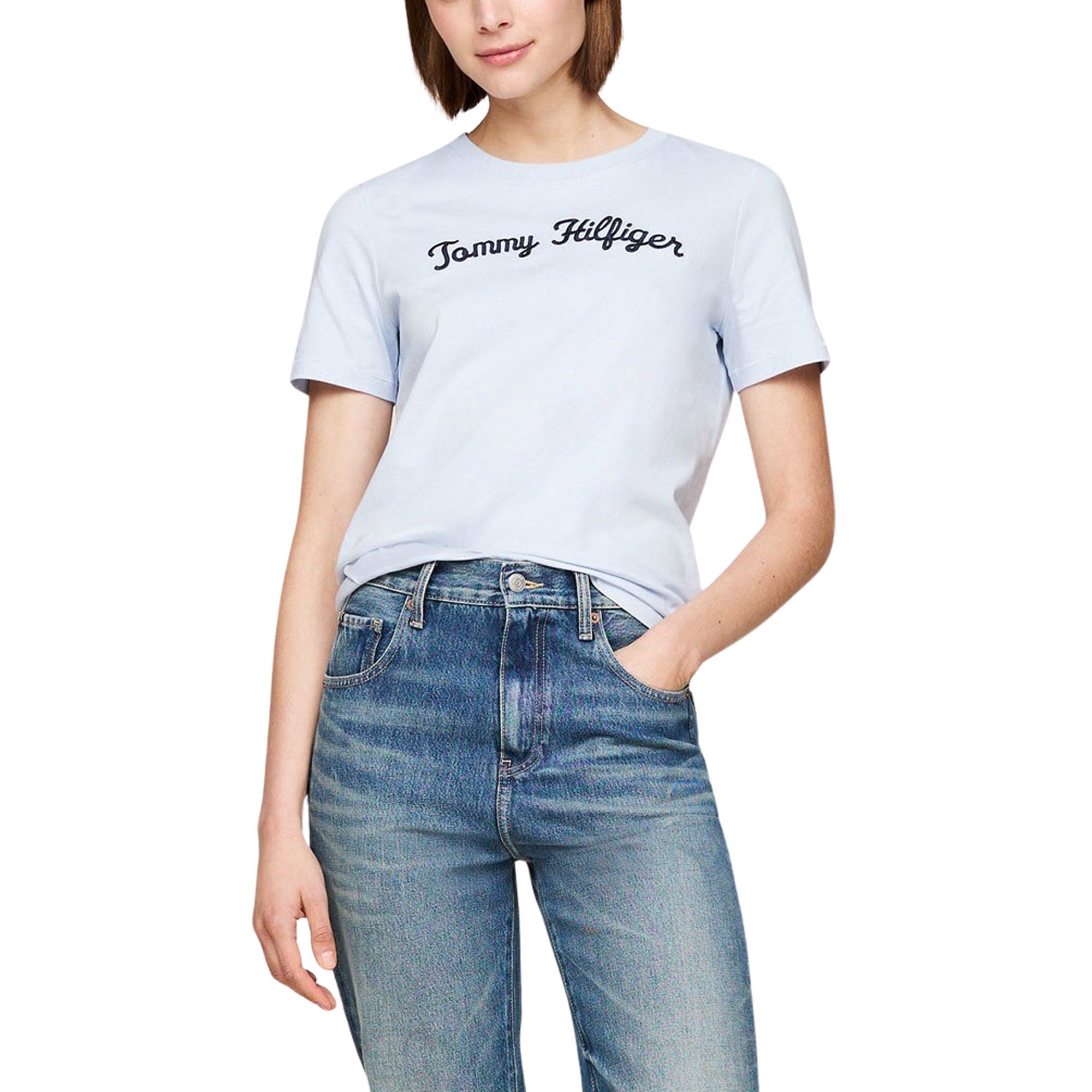 Tommy Hilfiger Regular Script Logo Crew Shirt Dames