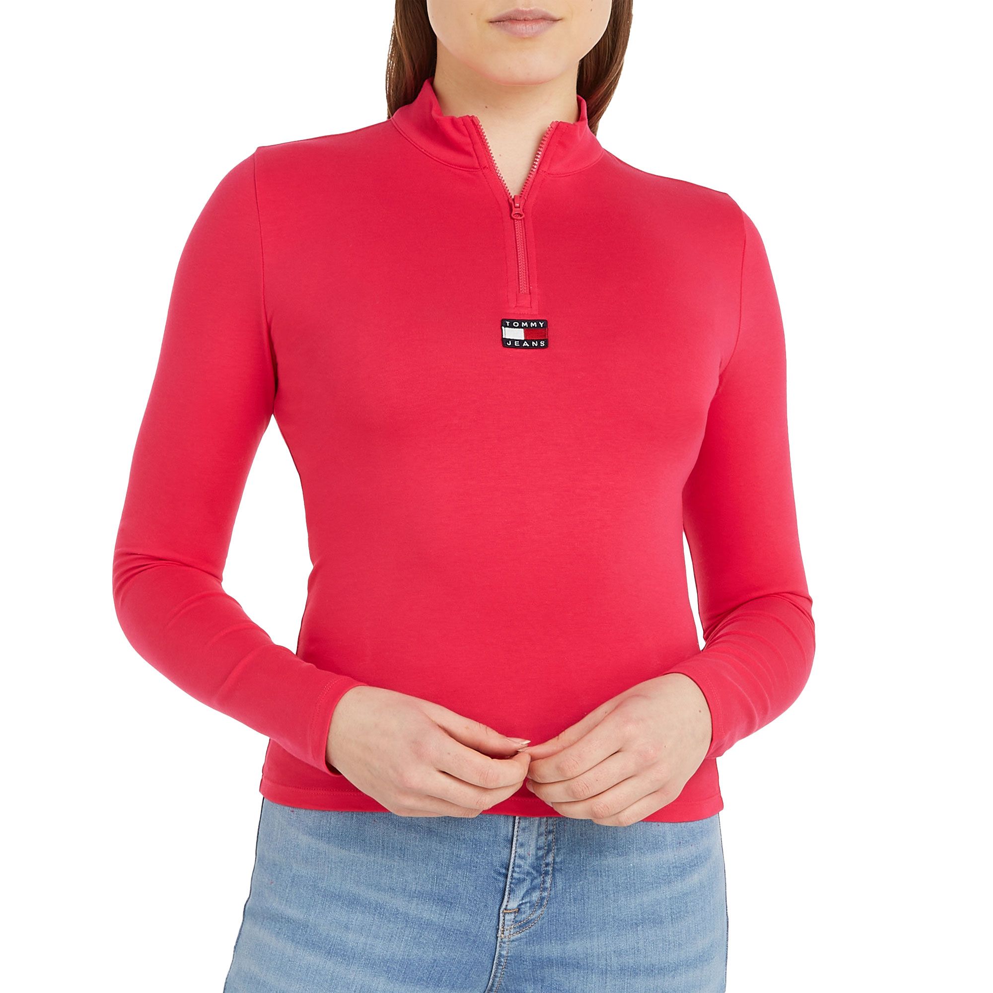 Tommy Hilfiger XS Badge 1/4 Zip Mock Neck Sweater Dames