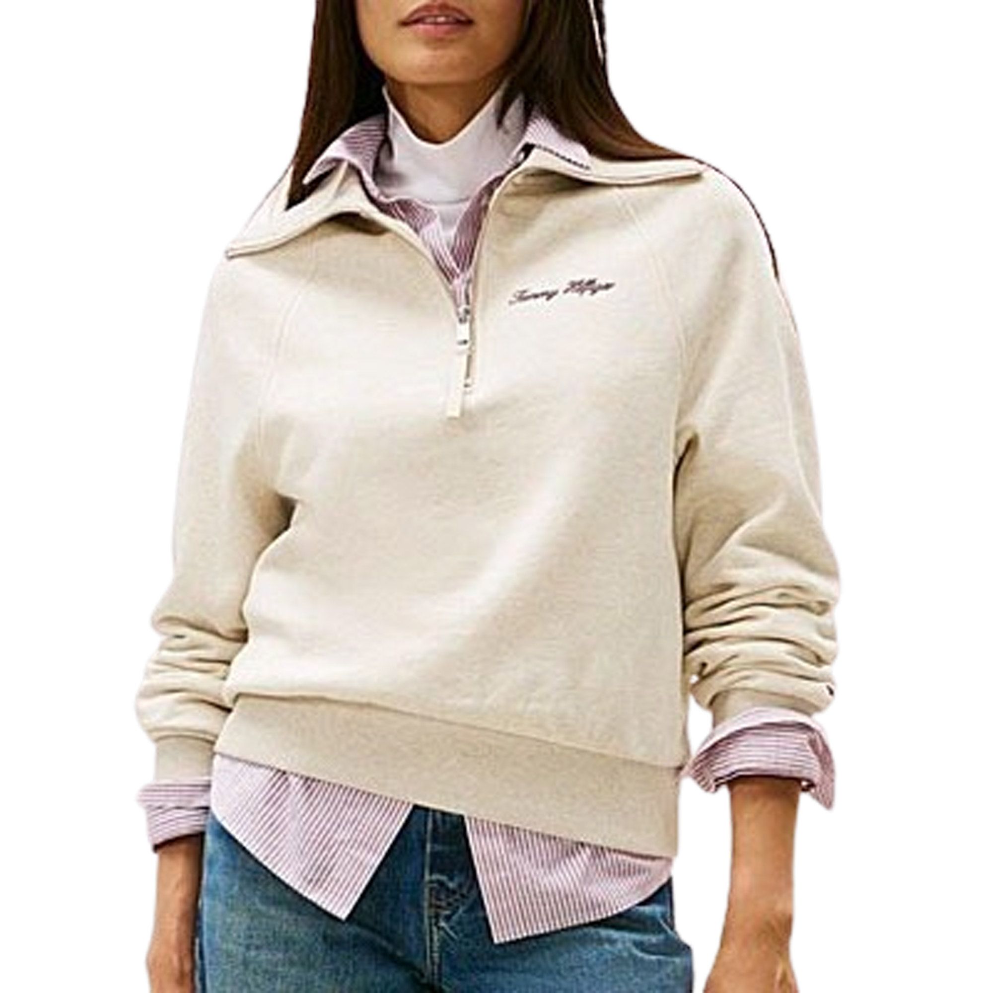 Tommy Hilfiger Classic Script Fleece Half Knit Sweater Dames
