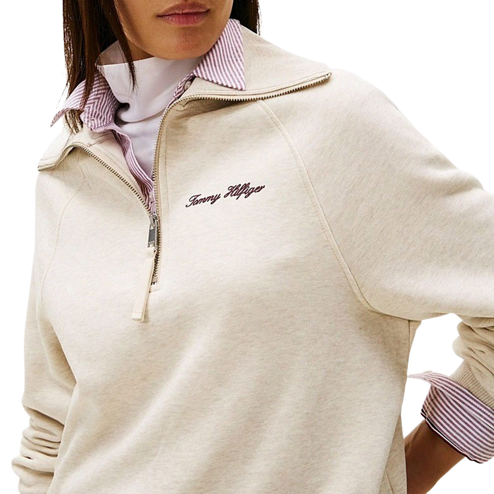 Tommy Hilfiger Classic Script Fleece Half Knit Sweater Dames