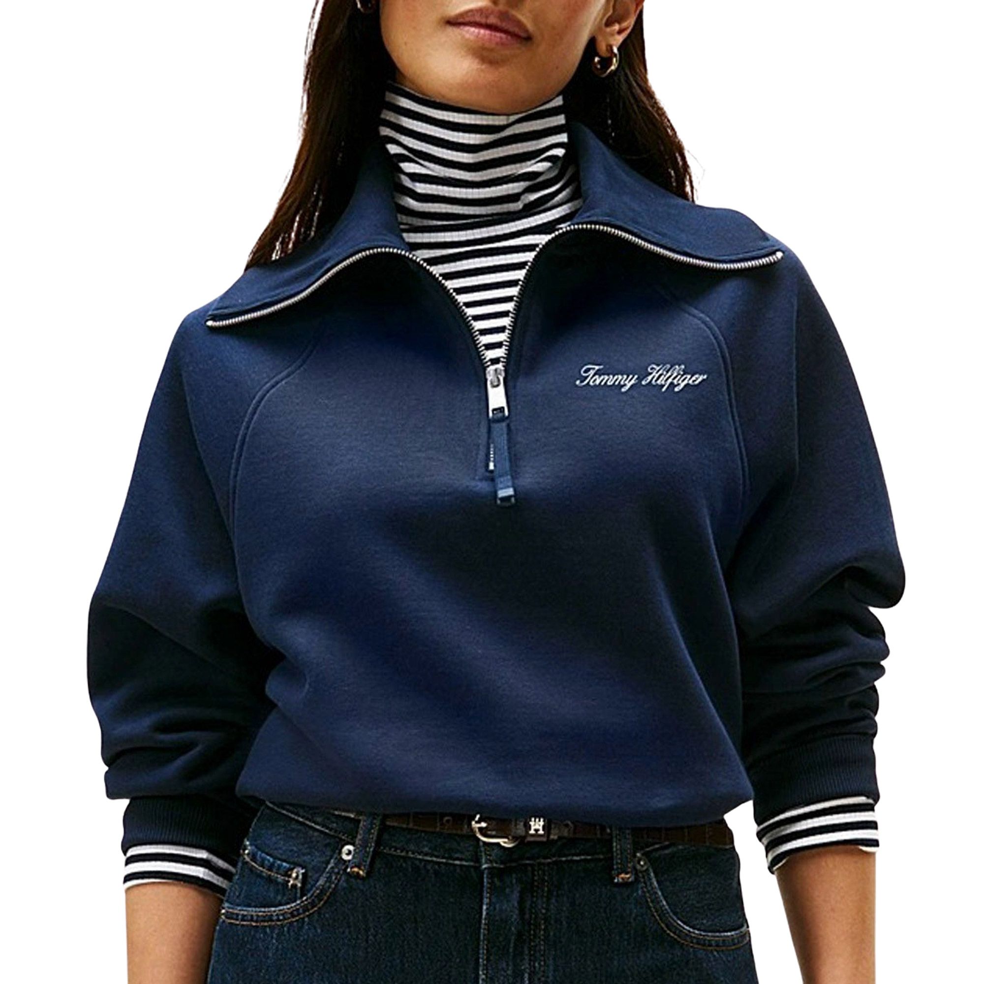 Tommy Hilfiger Classic Script Fleece Half Knit Sweater Dames