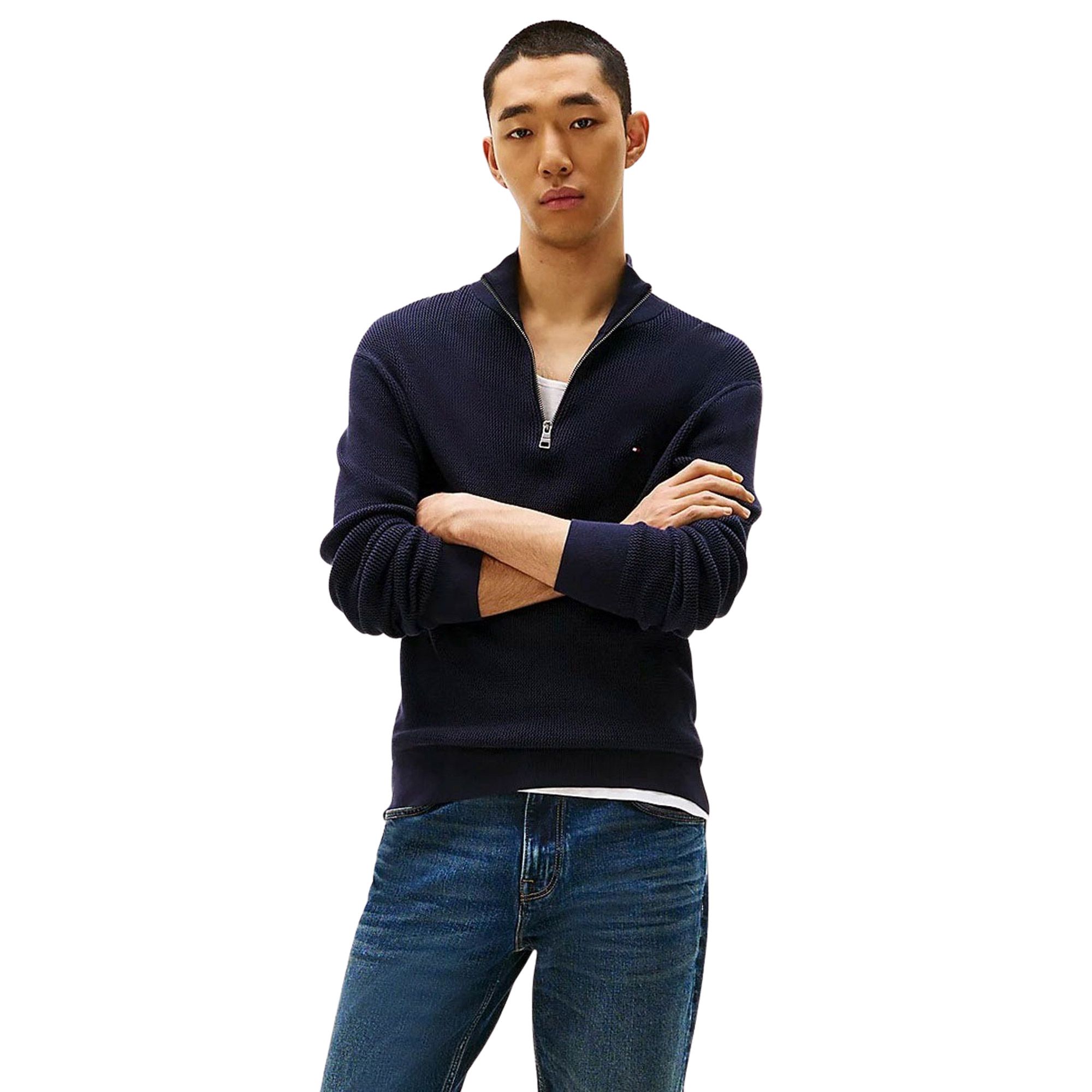 Tommy Hilfiger Textured Quarter Zip Sweater Heren