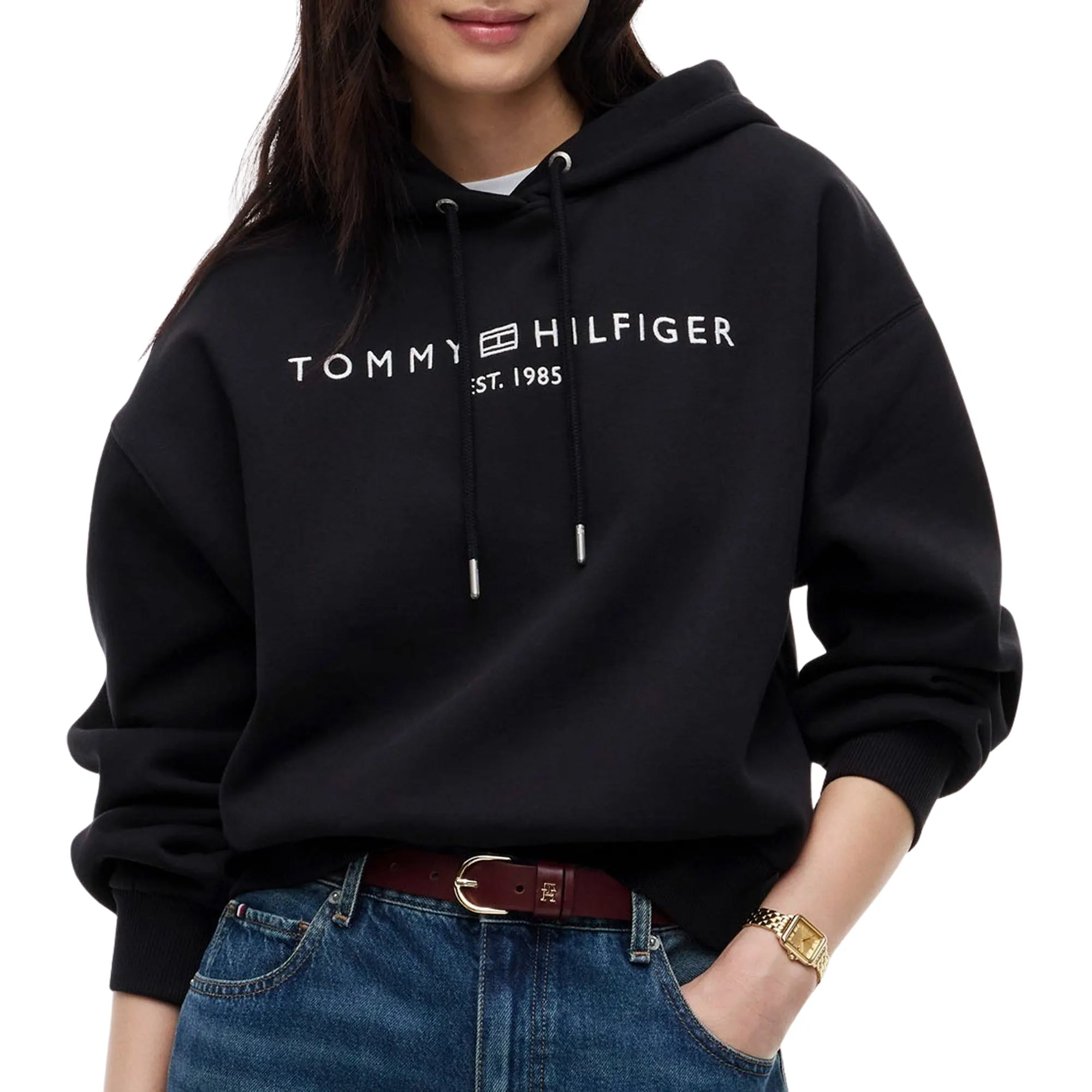 Tommy Hilfiger Corp Logo Modern Hoodie Dames