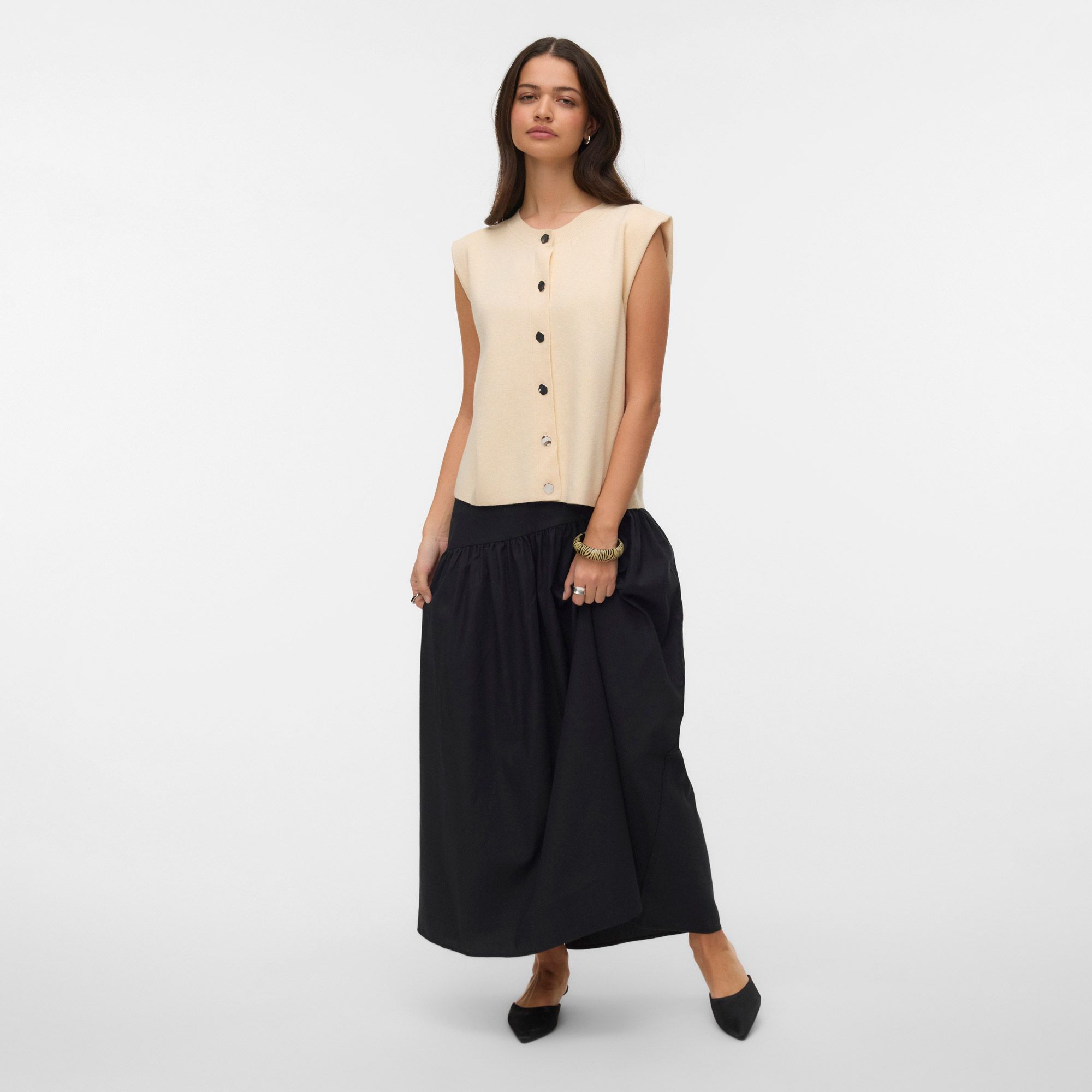Vero Moda Gold Sleeveless Button Blouse Dames