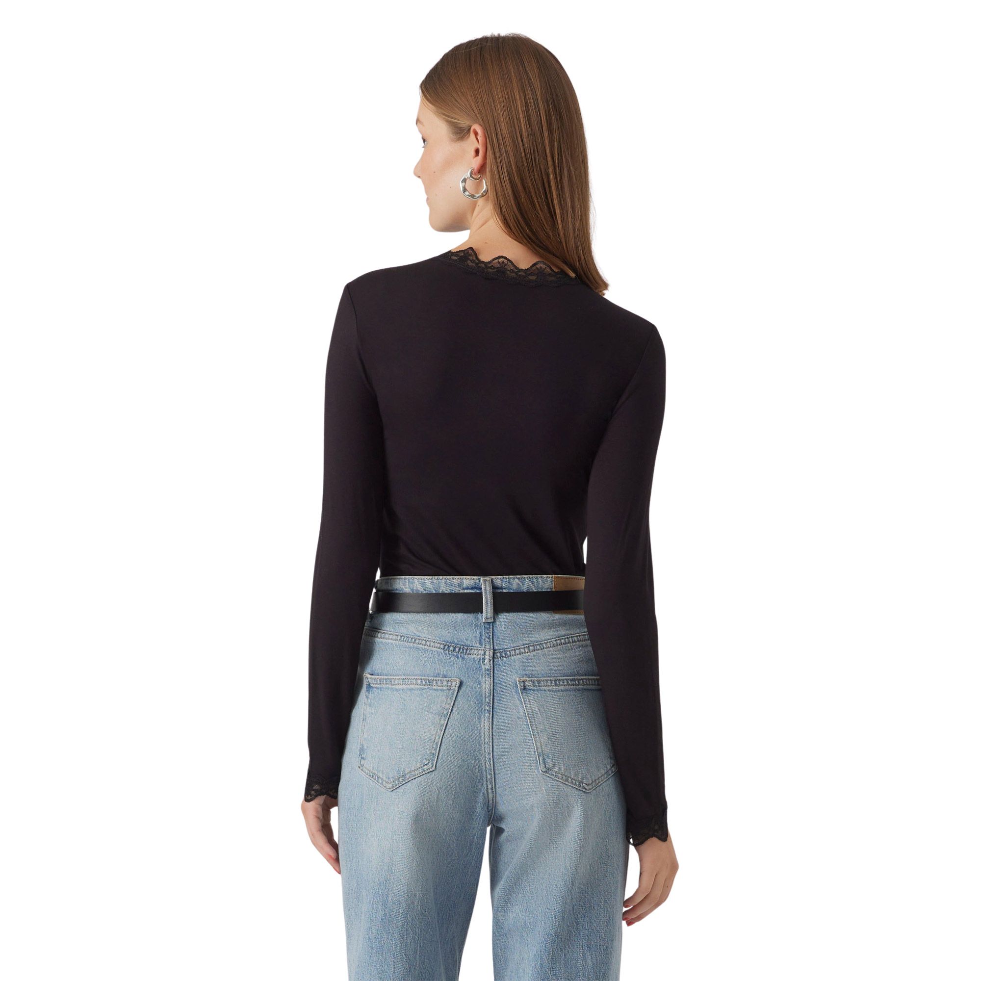 Top Vero Moda Rosa Highneck Longsleeve Femmes