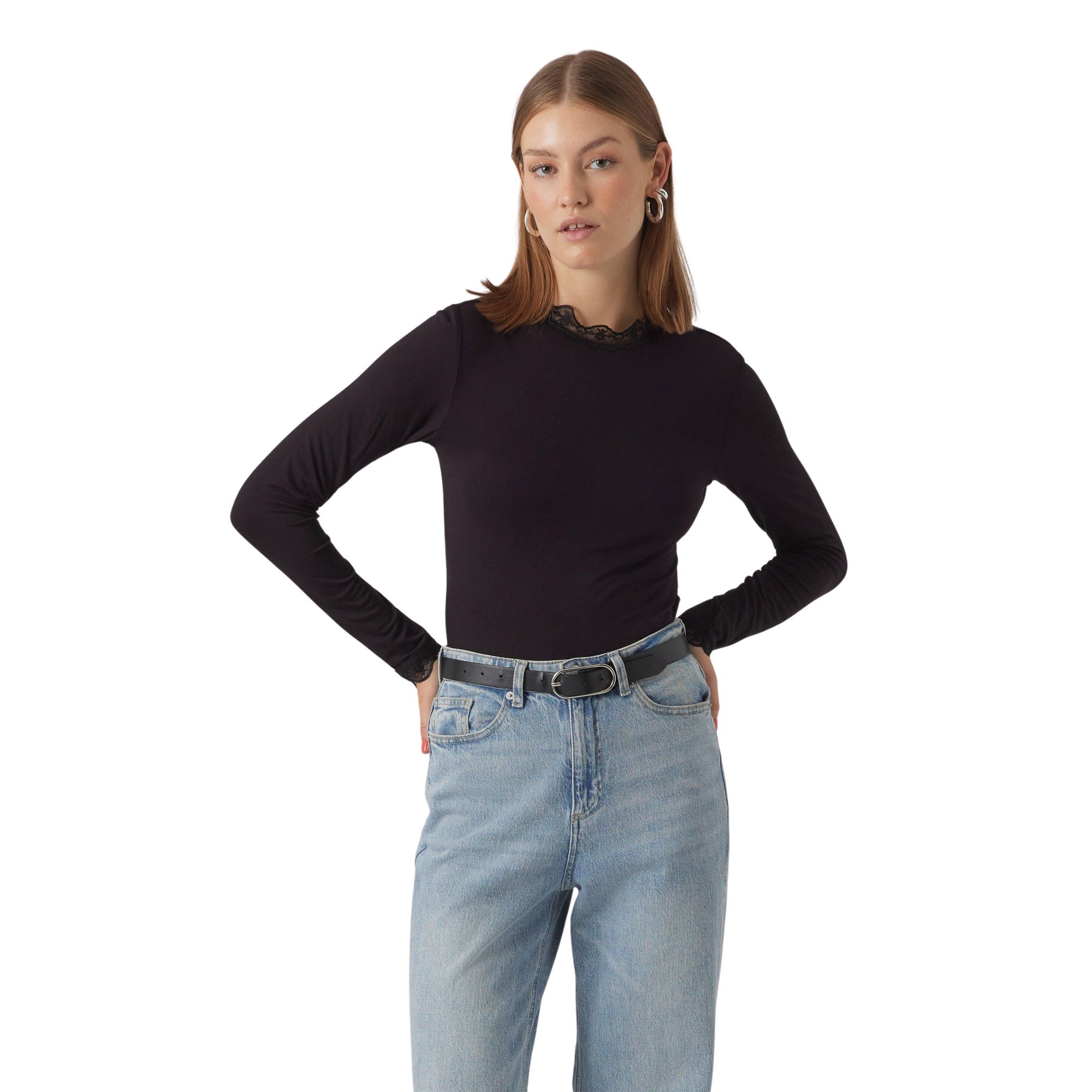 Top Vero Moda Rosa Highneck Longsleeve Femmes