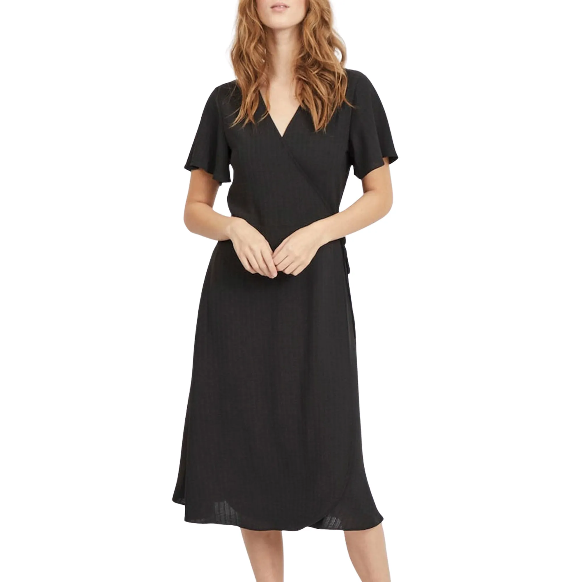 Vila Vilovie Wrap Midi Jurk Dames