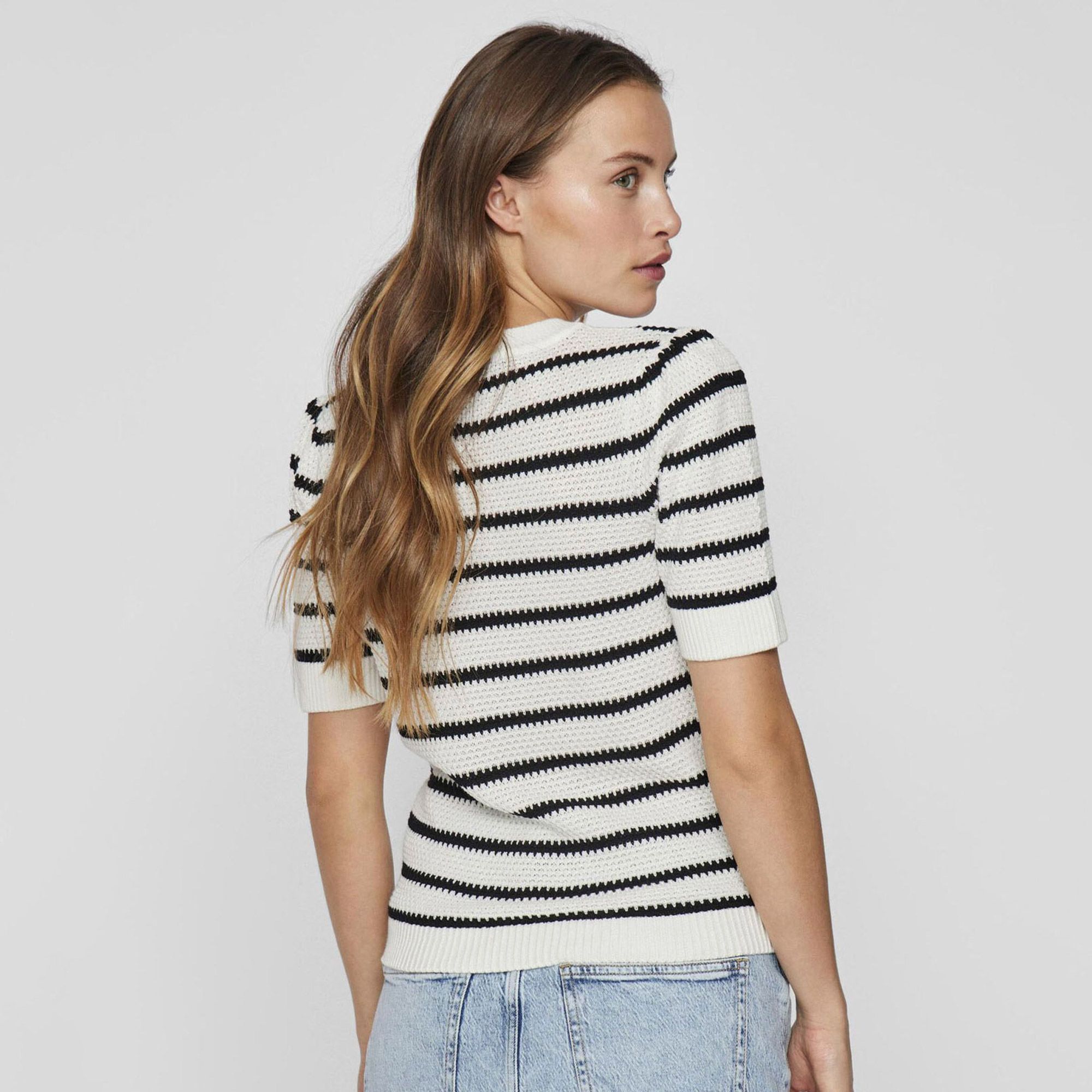 Vila Dalo O-Neck Stripe Knit Shirt Dames