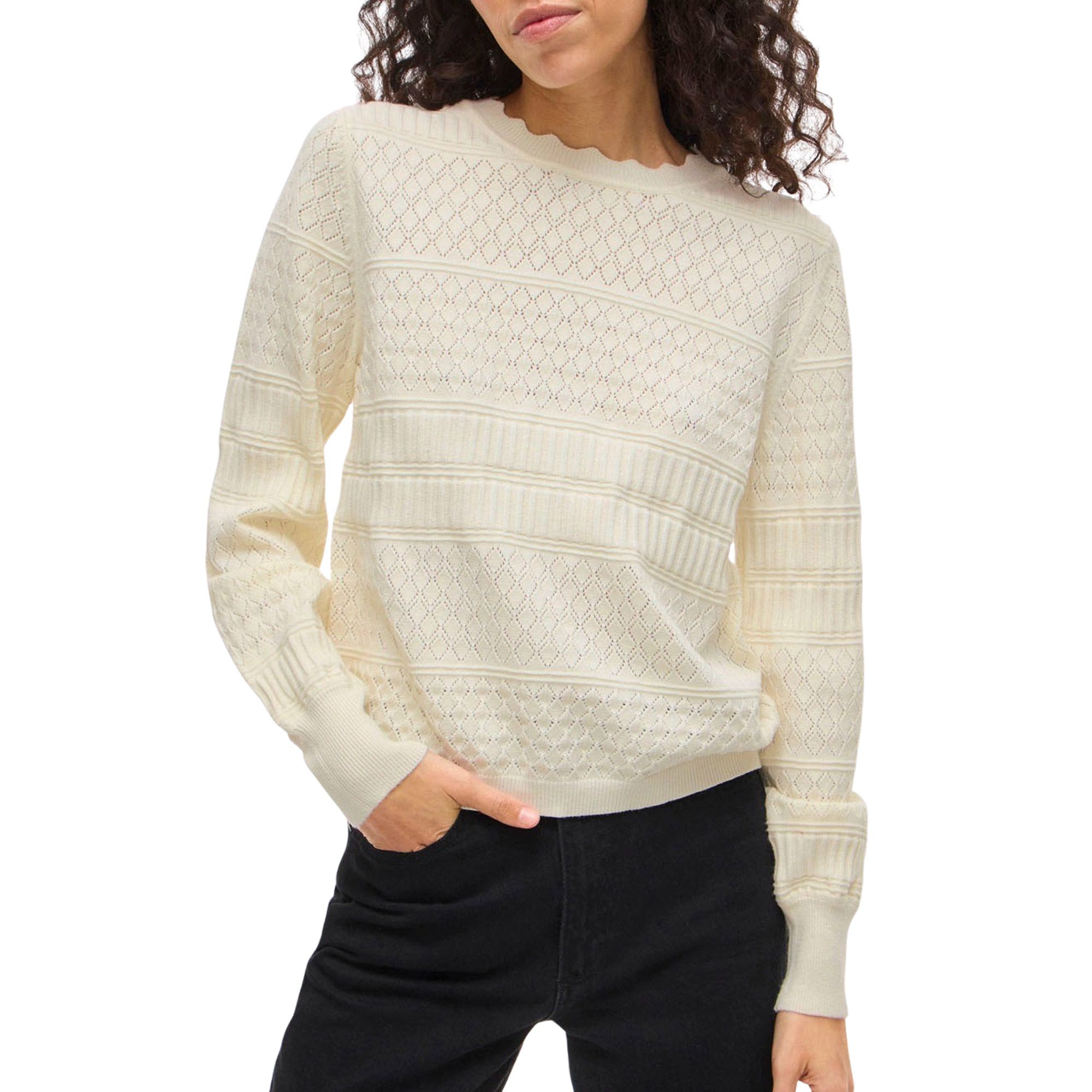 Vila Milos Pointelle Knitted Sweater Dames