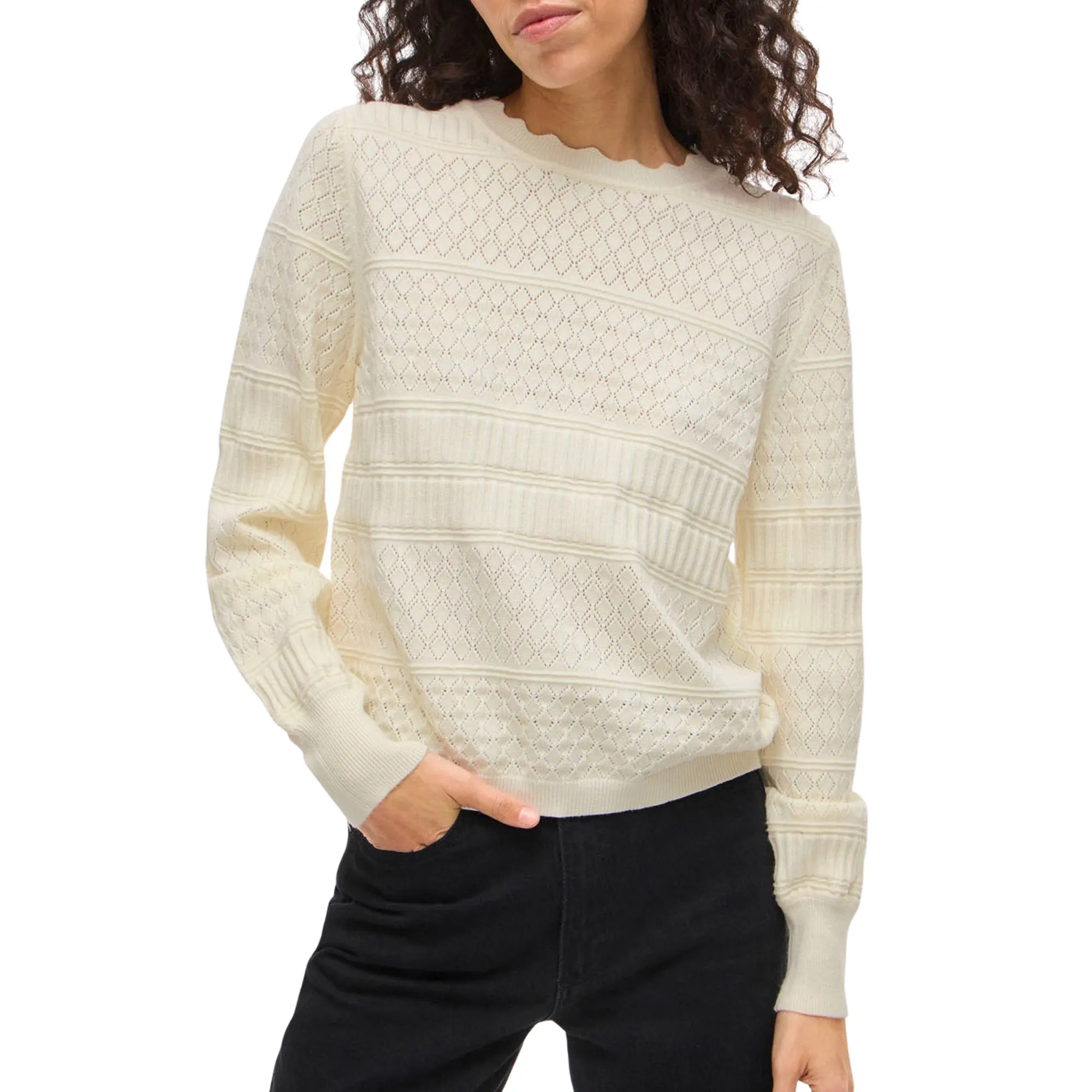 Vila Milos Pointelle Knitted Sweater Dames