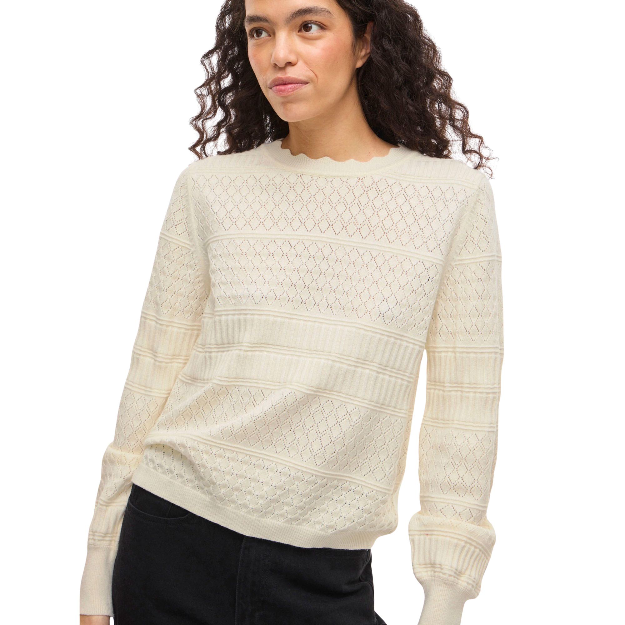 Vila Milos Pointelle Knitted Sweater Dames