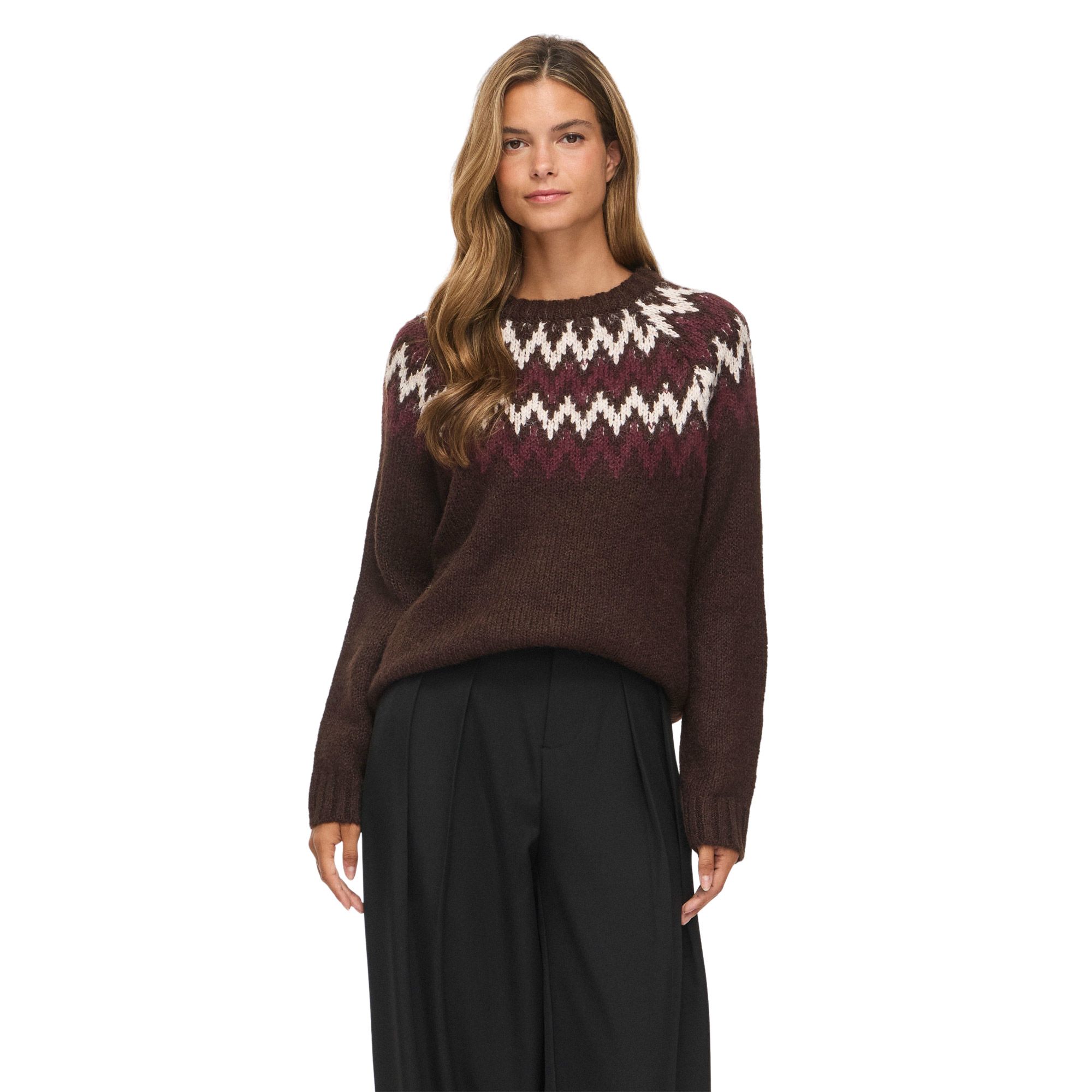 Vila Toni Crew Jacquard Knitted Sweater Dames