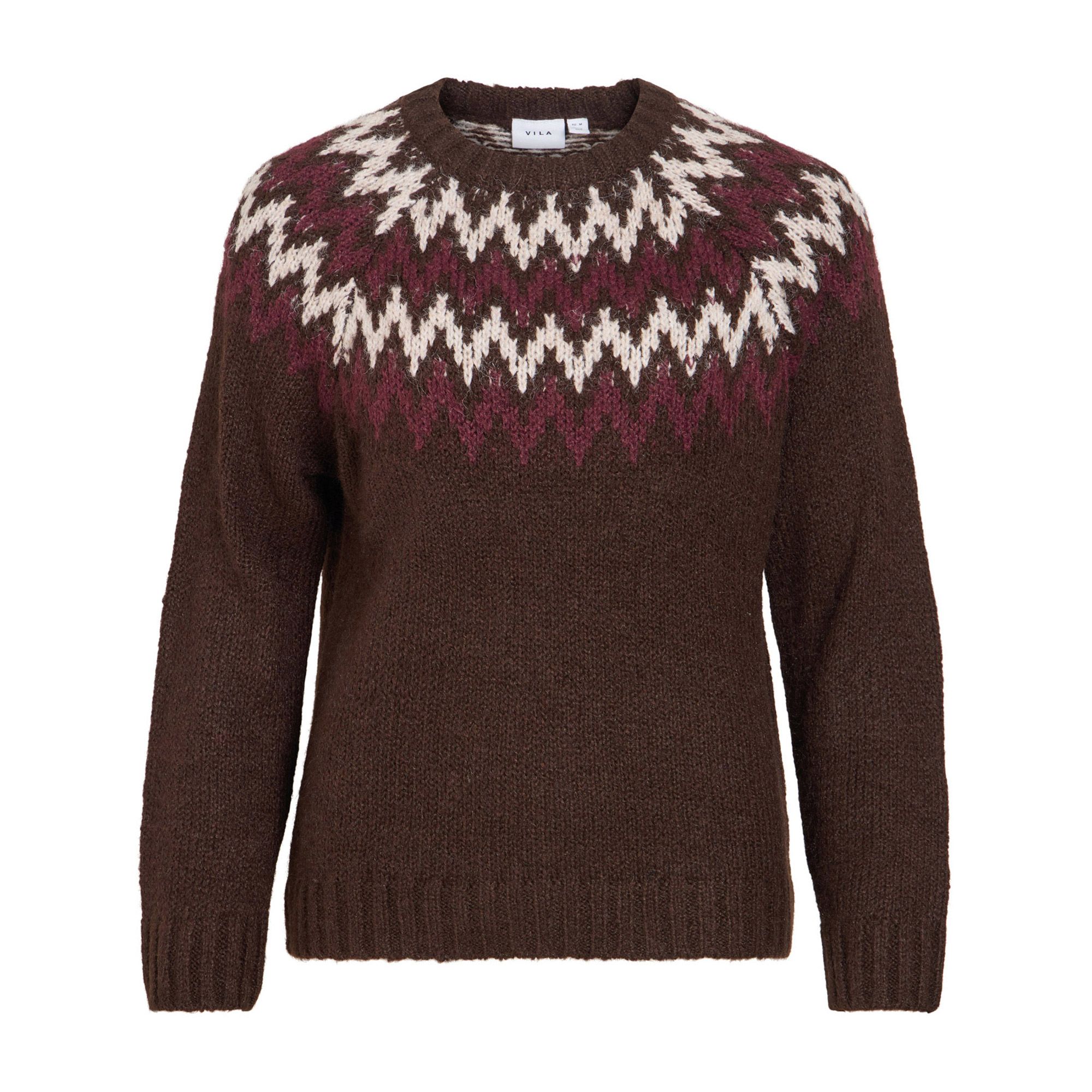 Vila Toni Crew Jacquard Knitted Sweater Dames