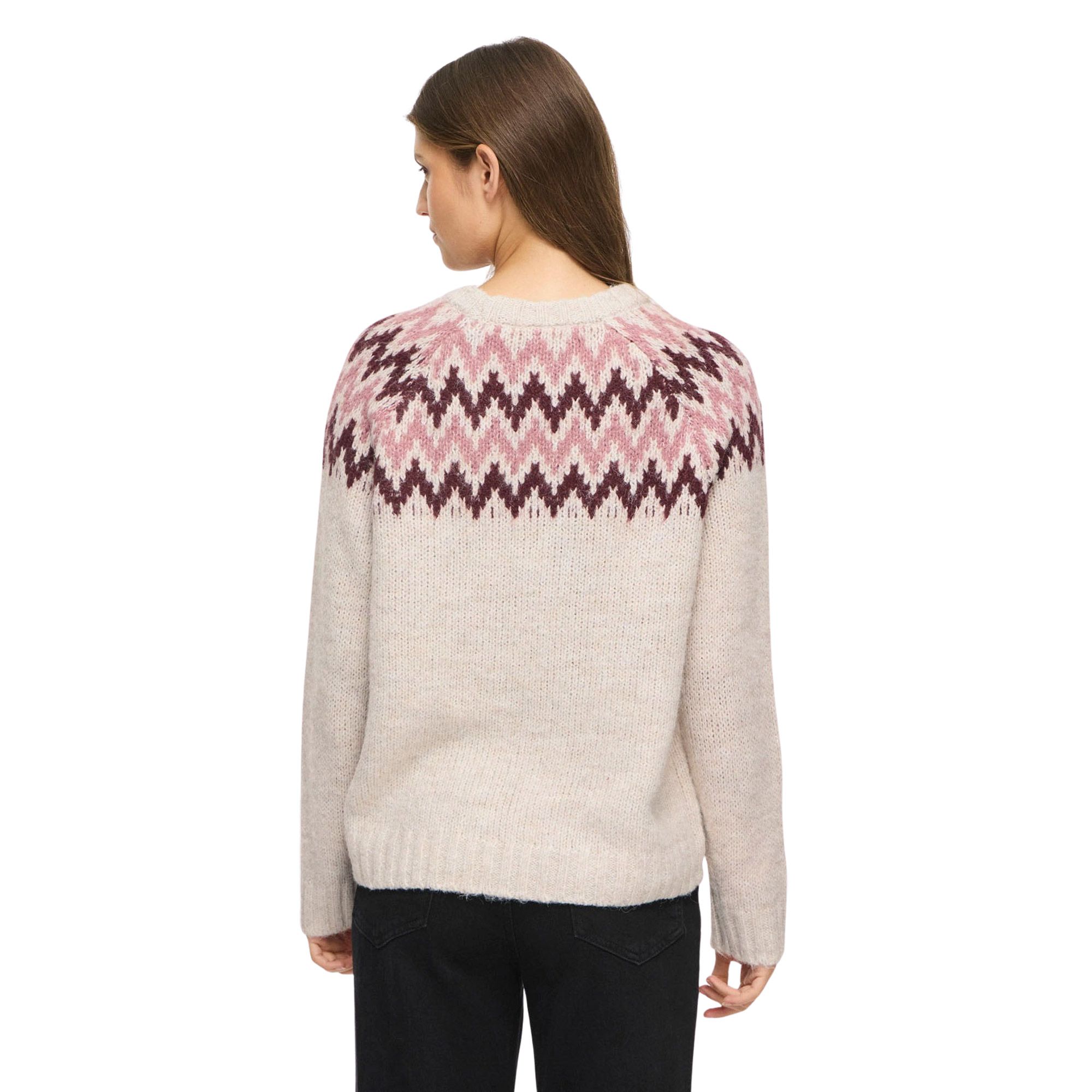 Vila Toni Crew Jacquard Knitted Sweater Dames