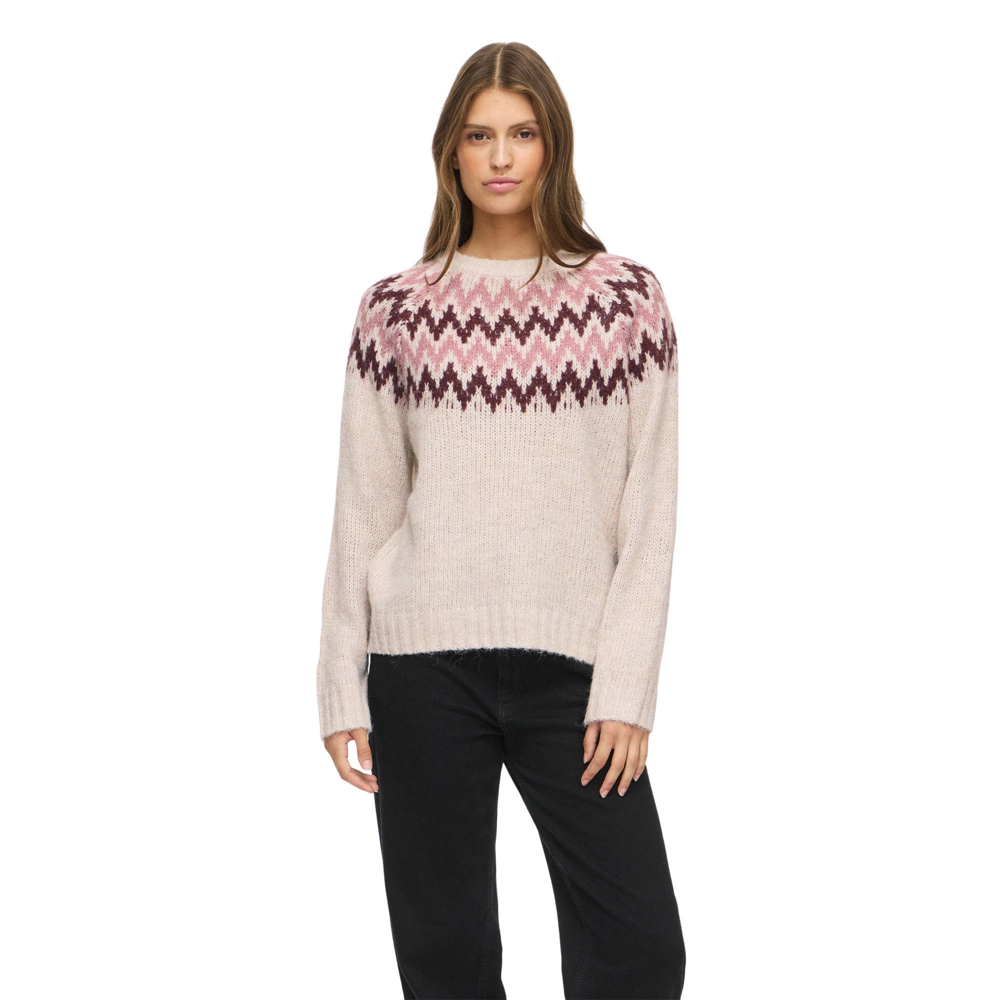 Vila Toni Crew Jacquard Knitted Sweater Dames