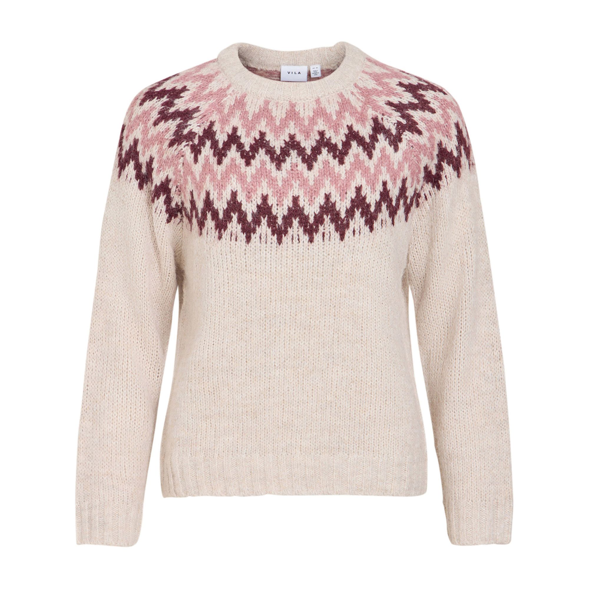 Vila Toni Crew Jacquard Knitted Sweater Dames
