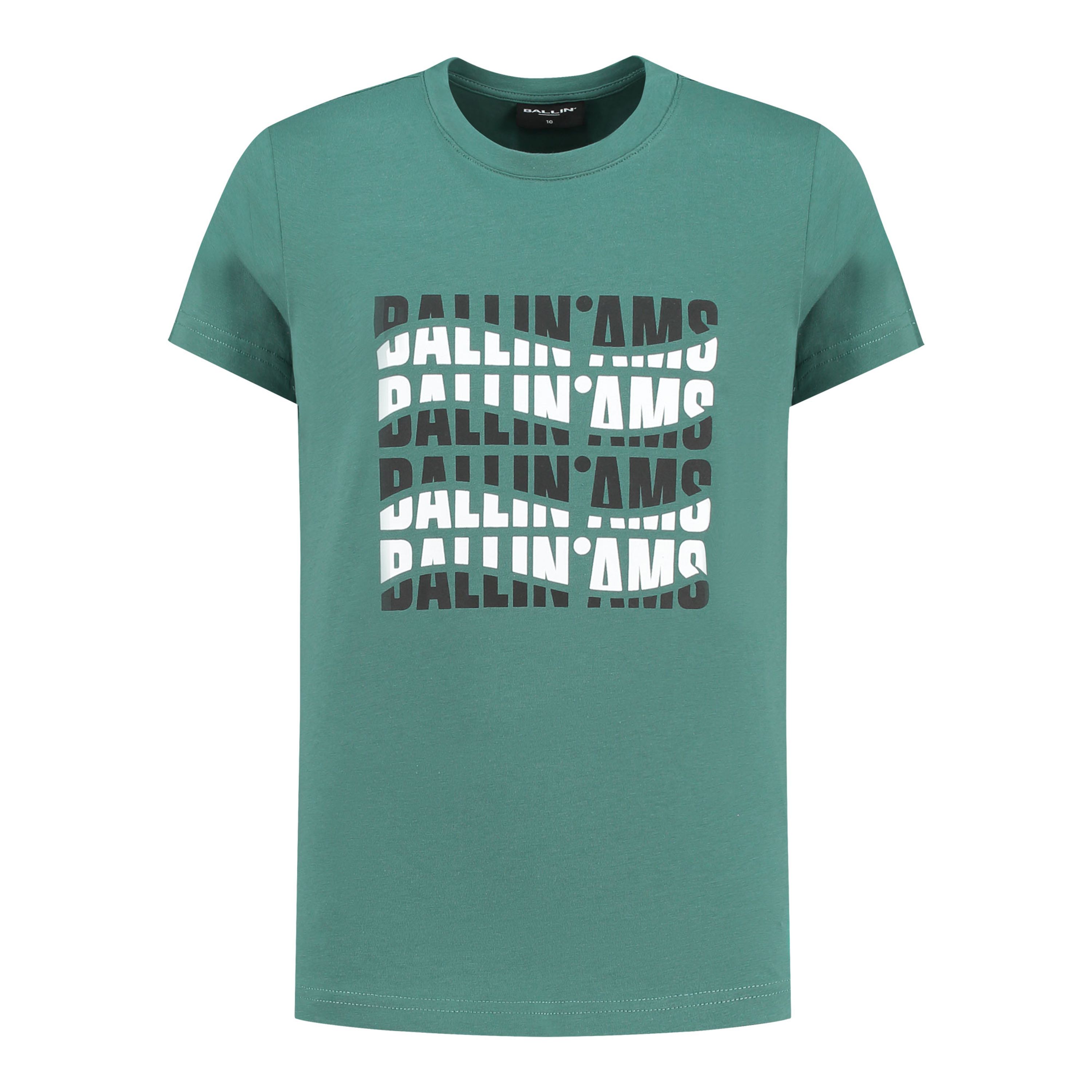 Ballin T-shirt met printopdruk groen Jongens Katoen Ronde hals Printopdruk 176